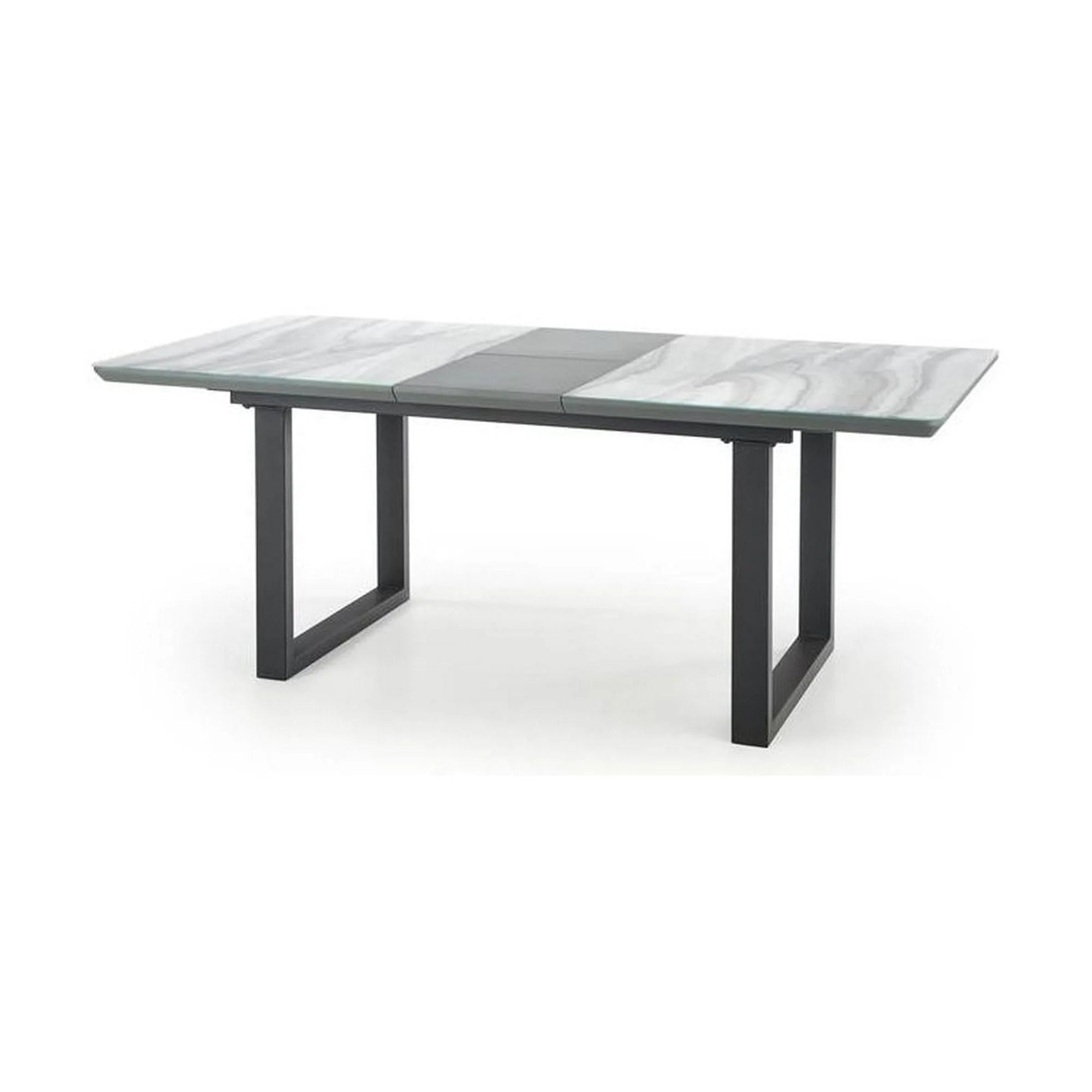 Masa extensibila MARLEY, gri, sticla/otel, 160/200x90x76 cm