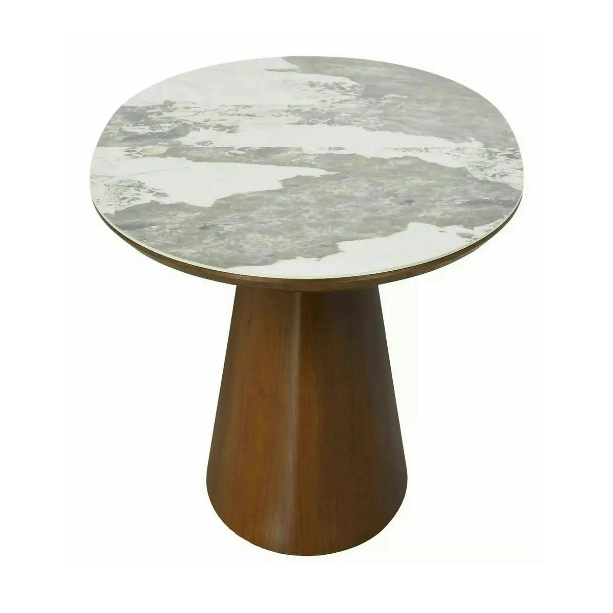 Masă extensibilă MAROCCO, alb/nuc, ceramică/furnir/MDF, 160–200x90x75 cm