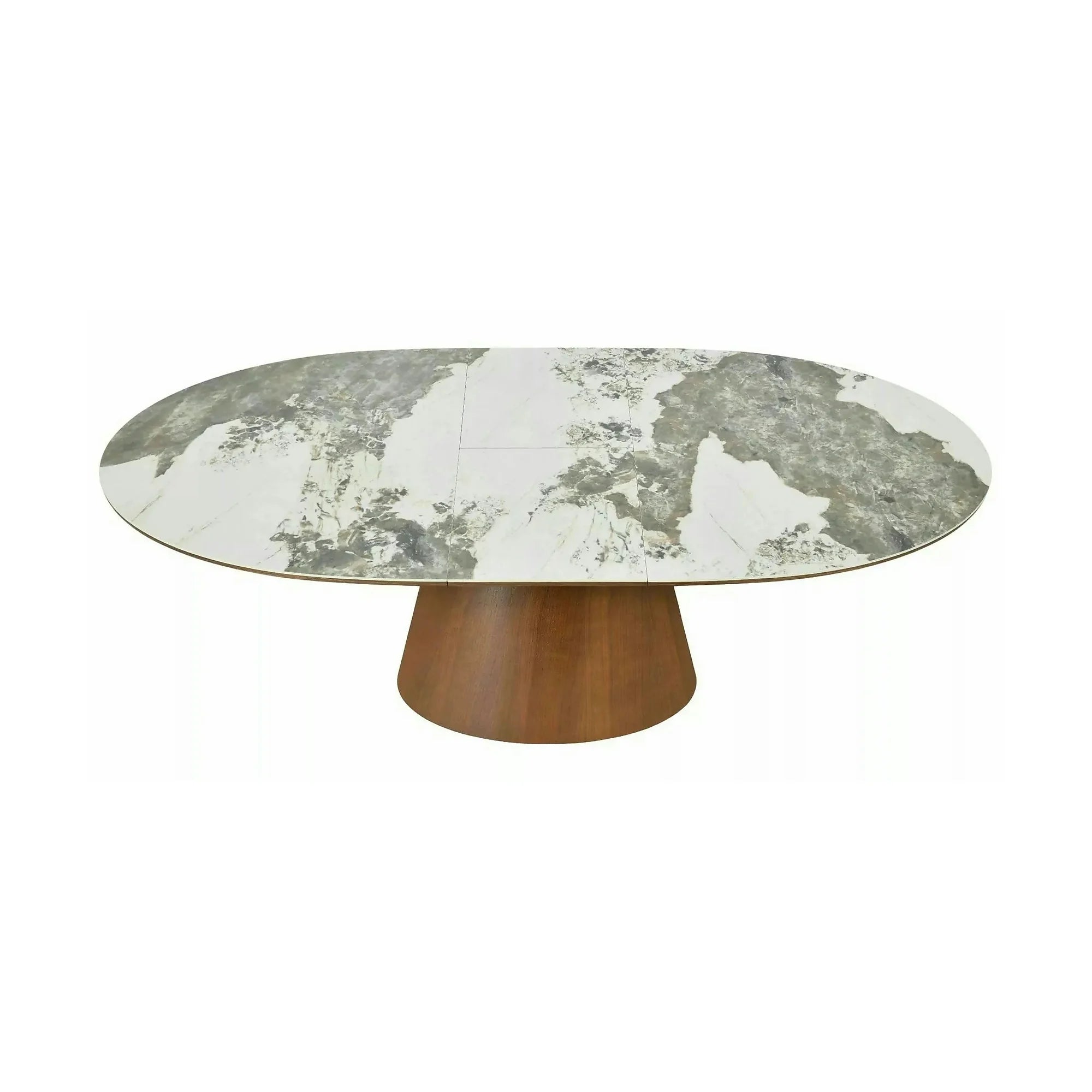 Masă extensibilă MAROCCO, alb/nuc, ceramică/furnir/MDF, 160–200x90x75 cm