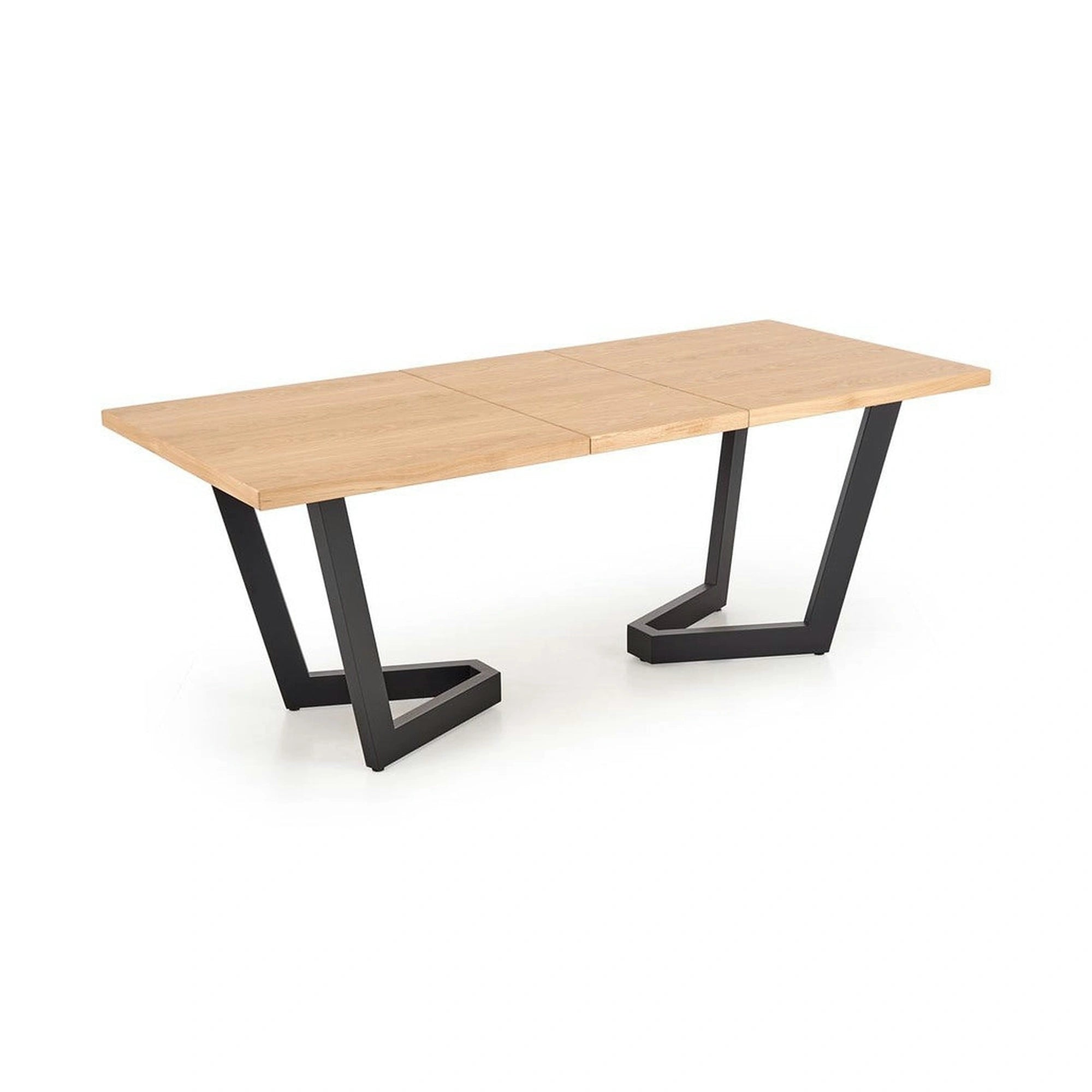 Masa extensibila MASSIVE 2, stejar natural/negru, PAL furniruit/otel, 160-250x90x77 cm