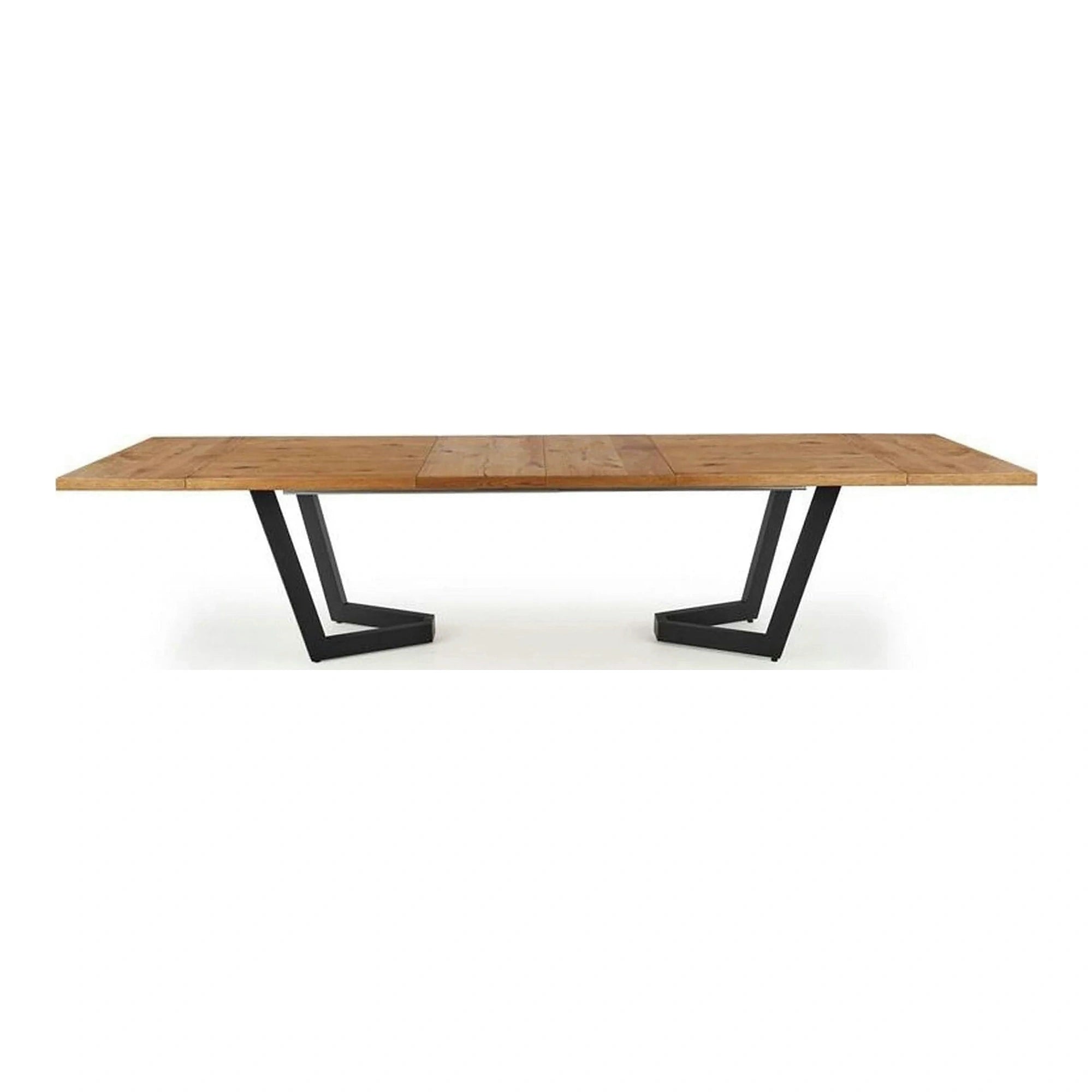 Masa extensibila MASSIVE, stejar/negru, furnir/metal, 160-250x90x77 cm
