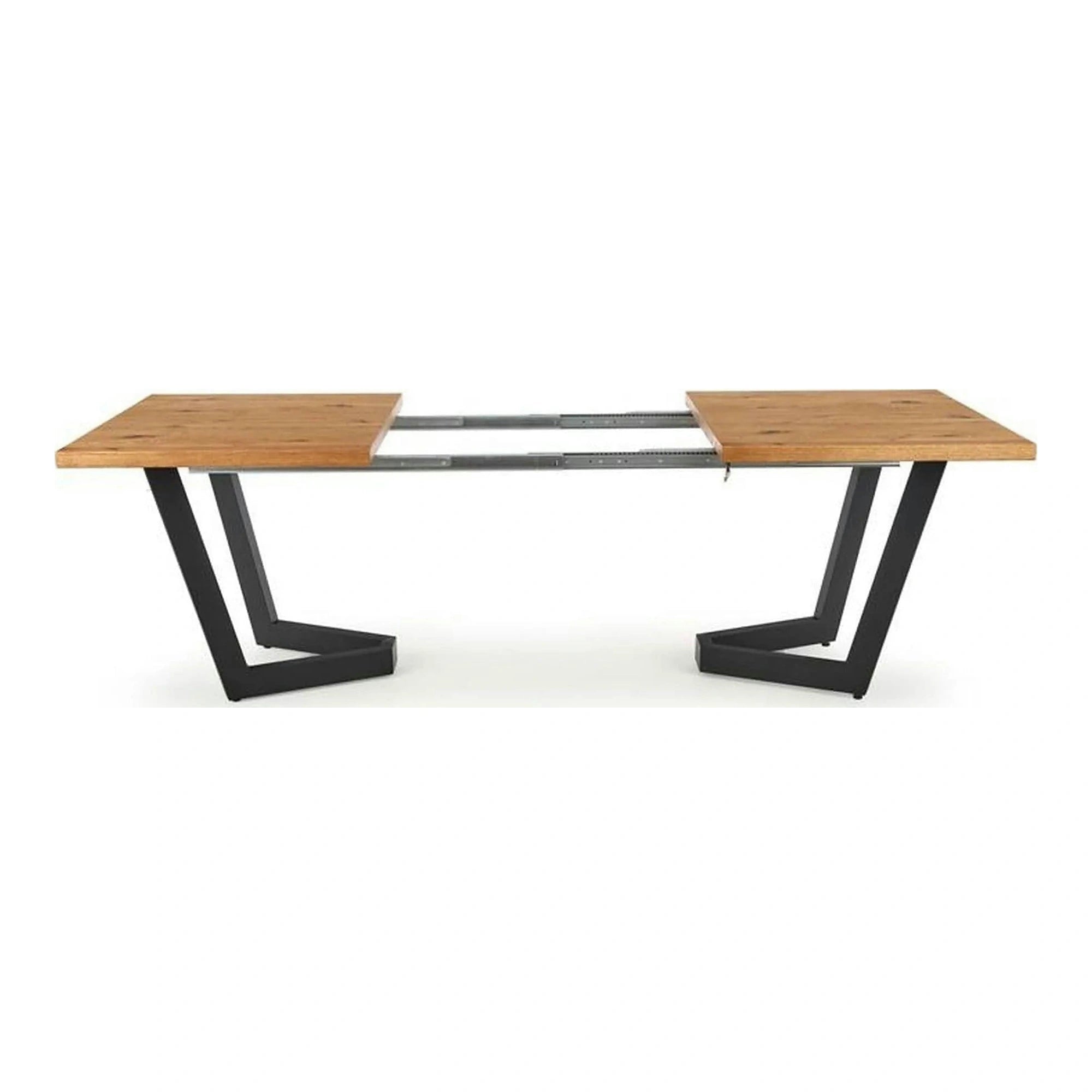 Masa extensibila MASSIVE, stejar/negru, furnir/metal, 160-250x90x77 cm