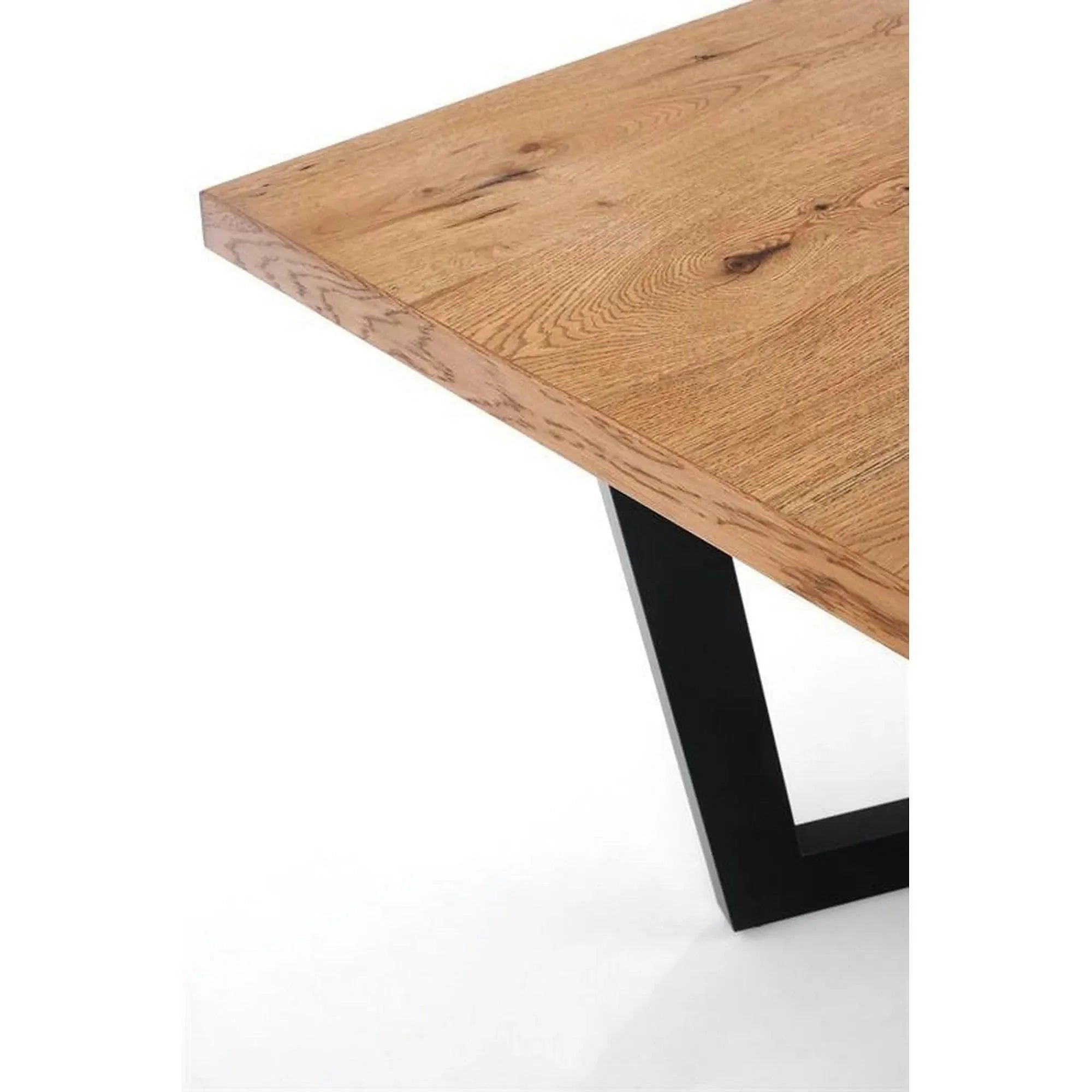 Masa extensibila MASSIVE, stejar/negru, furnir/metal, 160-250x90x77 cm
