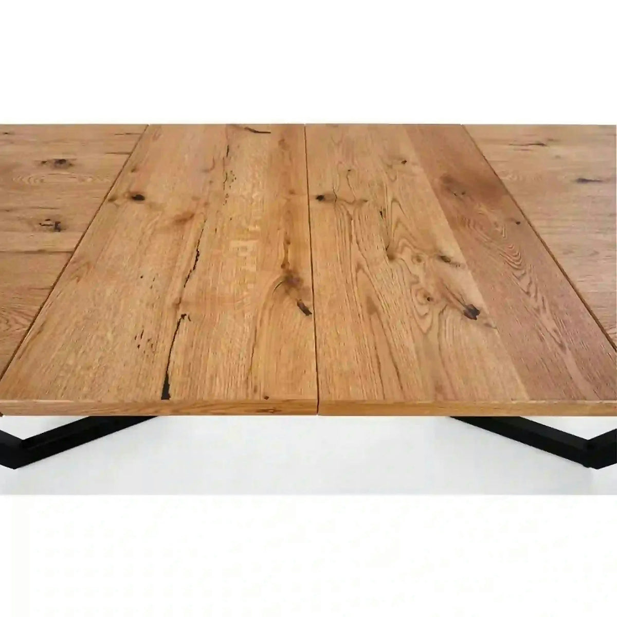 Masa extensibila MASSIVE, stejar/negru, furnir/metal, 160-250x90x77 cm