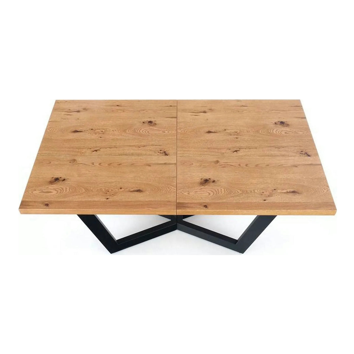 Masa extensibila MASSIVE, stejar/negru, furnir/metal, 160-250x90x77 cm