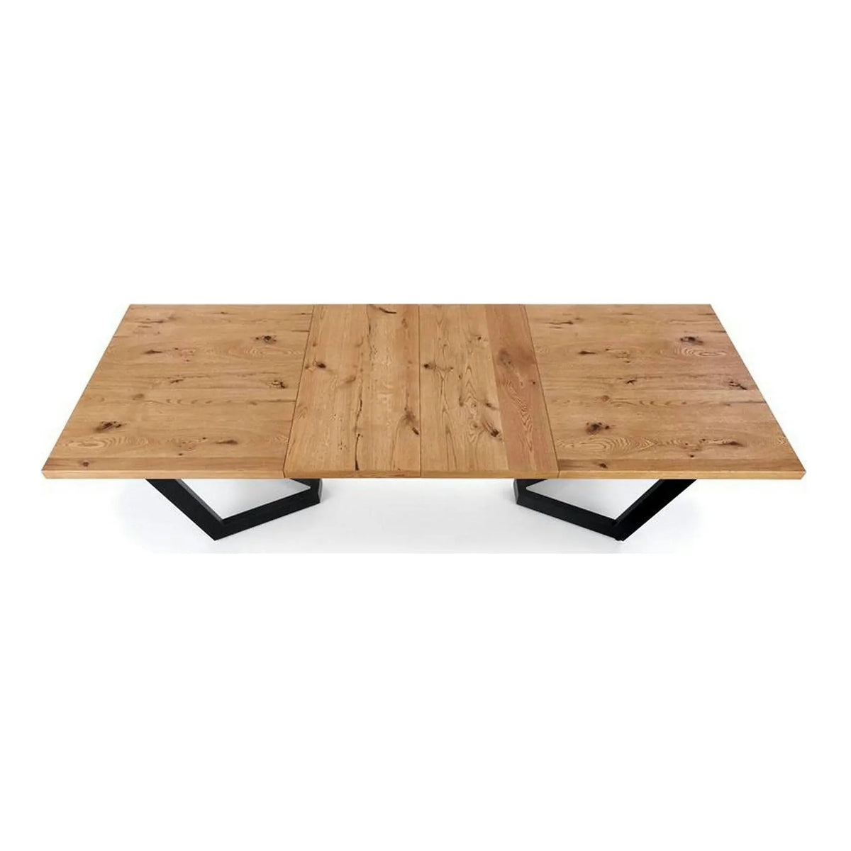 Masa extensibila MASSIVE, stejar/negru, furnir/metal, 160-250x90x77 cm