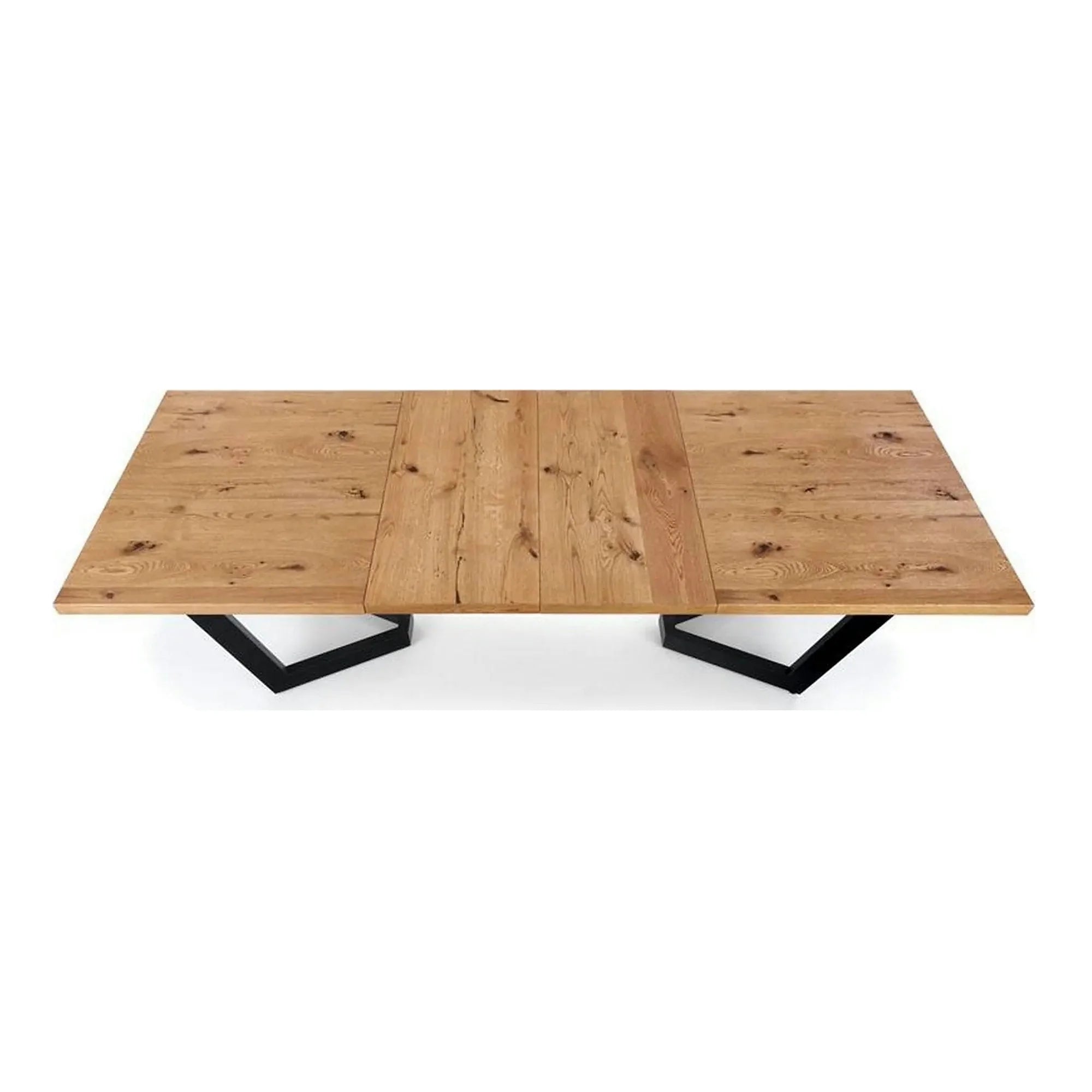 Masa extensibila MASSIVE, stejar/negru, furnir/metal, 160-250x90x77 cm