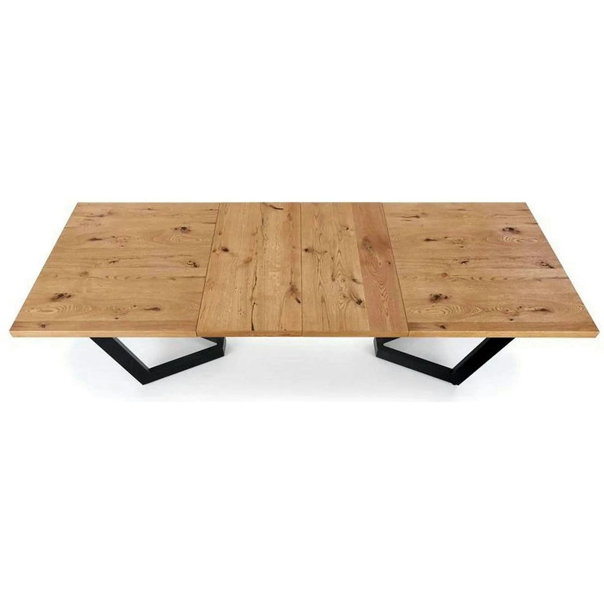Masa extensibila MASSIVE, stejar/negru, furnir/metal, 160-250x90x77 cm