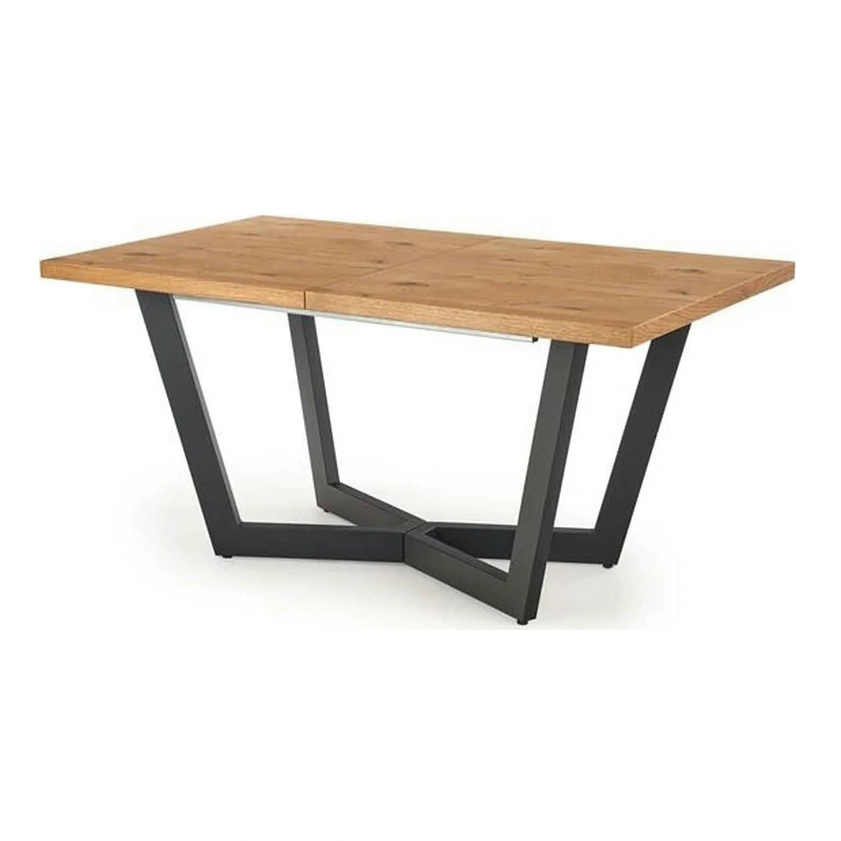 Masa extensibila MASSIVE, stejar/negru, furnir/metal, 160-250x90x77 cm