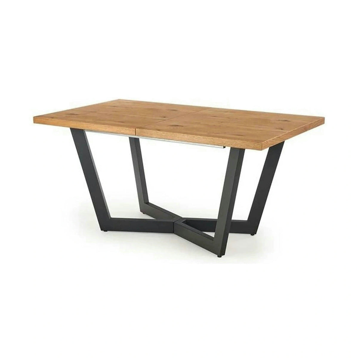 Masa extensibila MASSIVE, stejar/negru, furnir/metal, 160-250x90x77 cm
