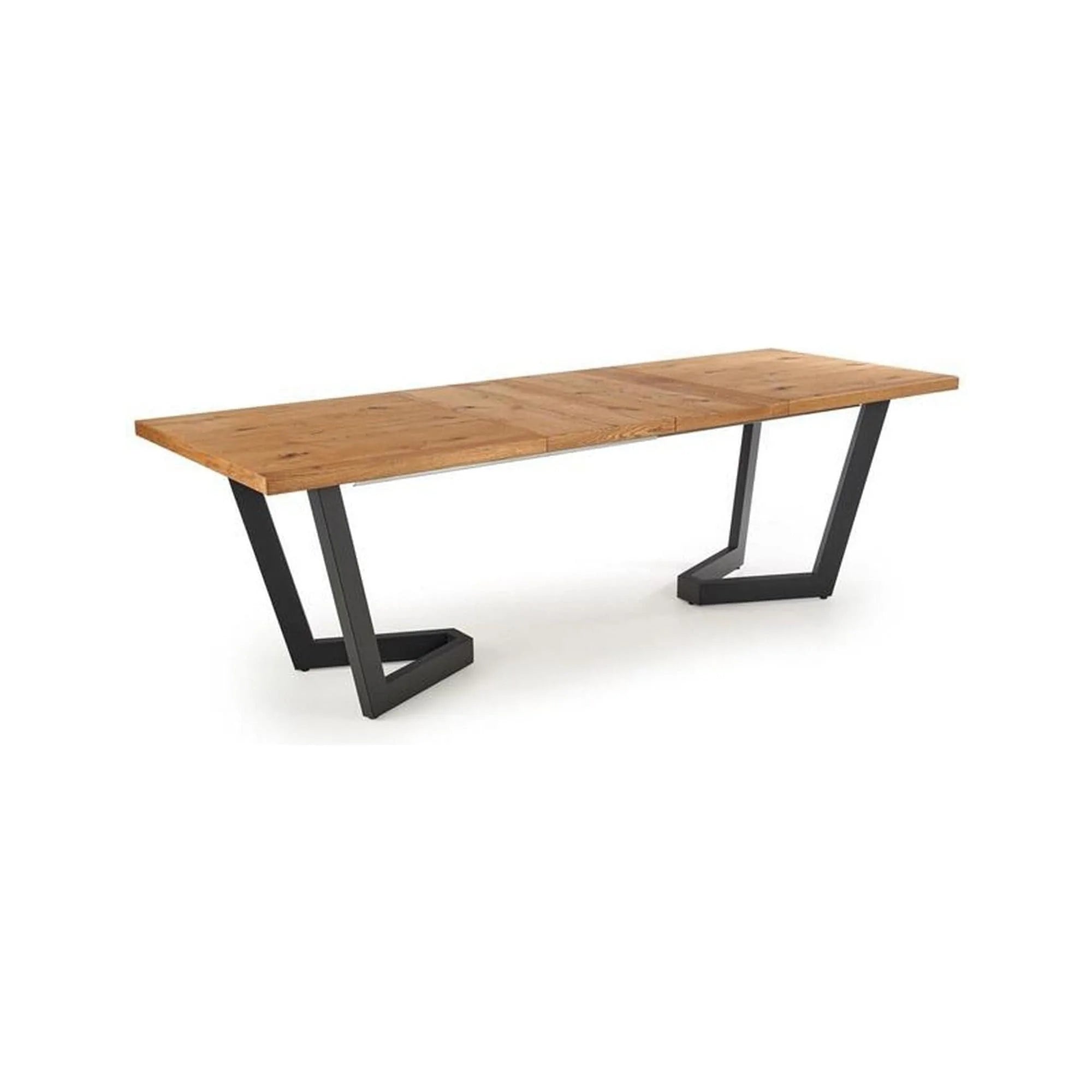 Masa extensibila MASSIVE, stejar/negru, furnir/metal, 160-250x90x77 cm