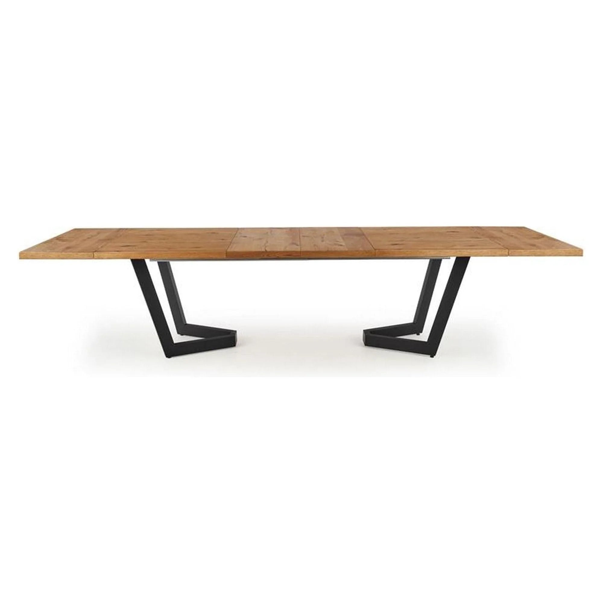 Masa extensibila MASSIVE, stejar/negru, furnir/metal, 160-250x90x77 cm
