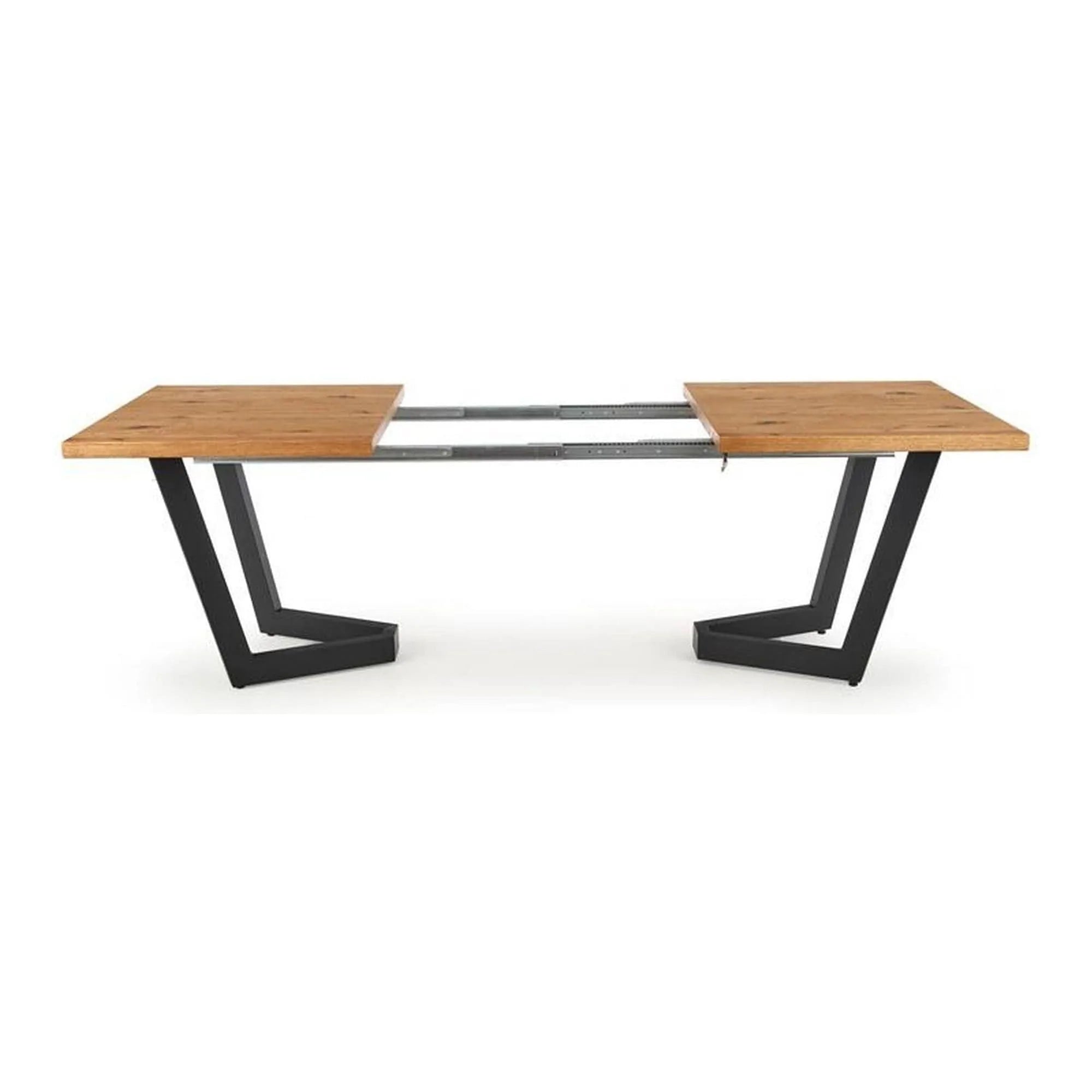 Masa extensibila MASSIVE, stejar/negru, furnir/metal, 160-250x90x77 cm