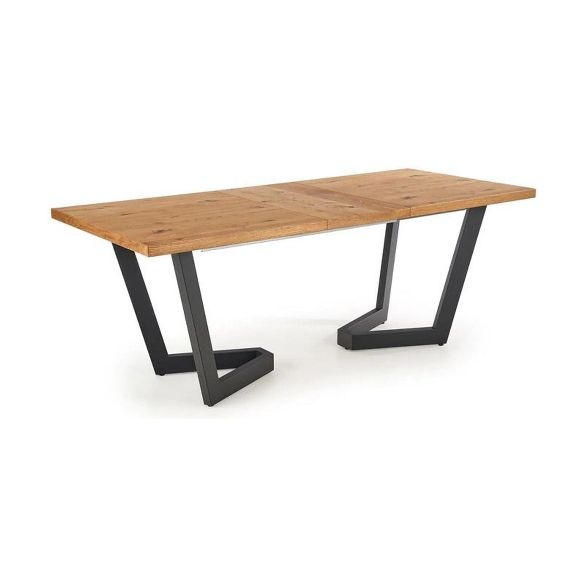 Masa extensibila MASSIVE, stejar/negru, furnir/metal, 160-250x90x77 cm