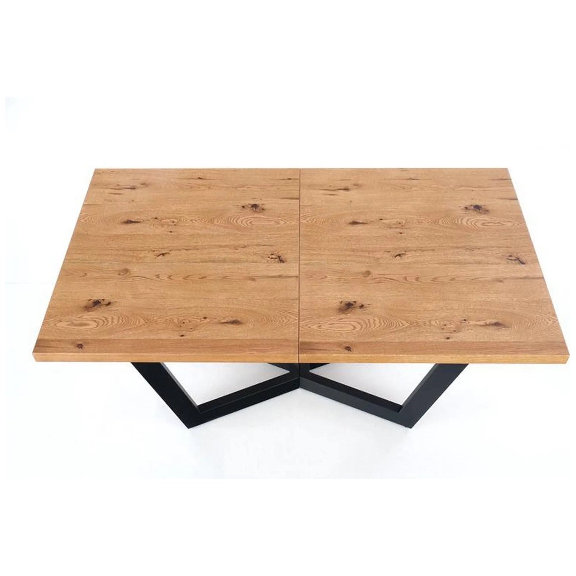 Masa extensibila MASSIVE, stejar/negru, furnir/metal, 160-250x90x77 cm