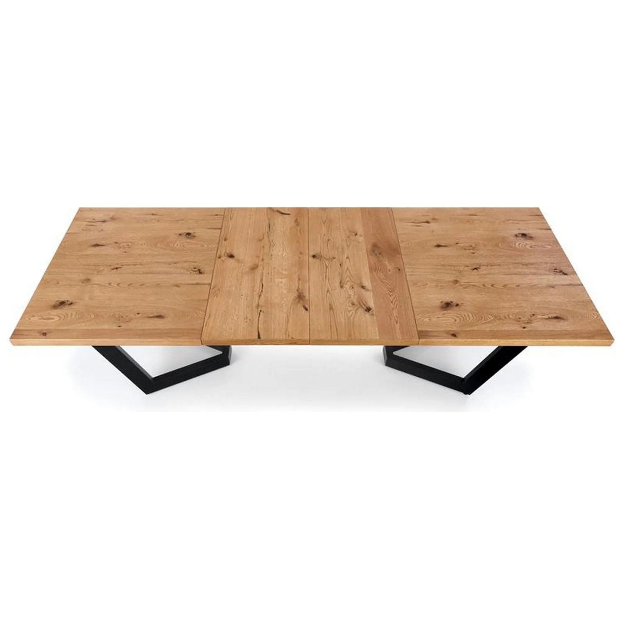 Masa extensibila MASSIVE, stejar/negru, furnir/metal, 160-250x90x77 cm