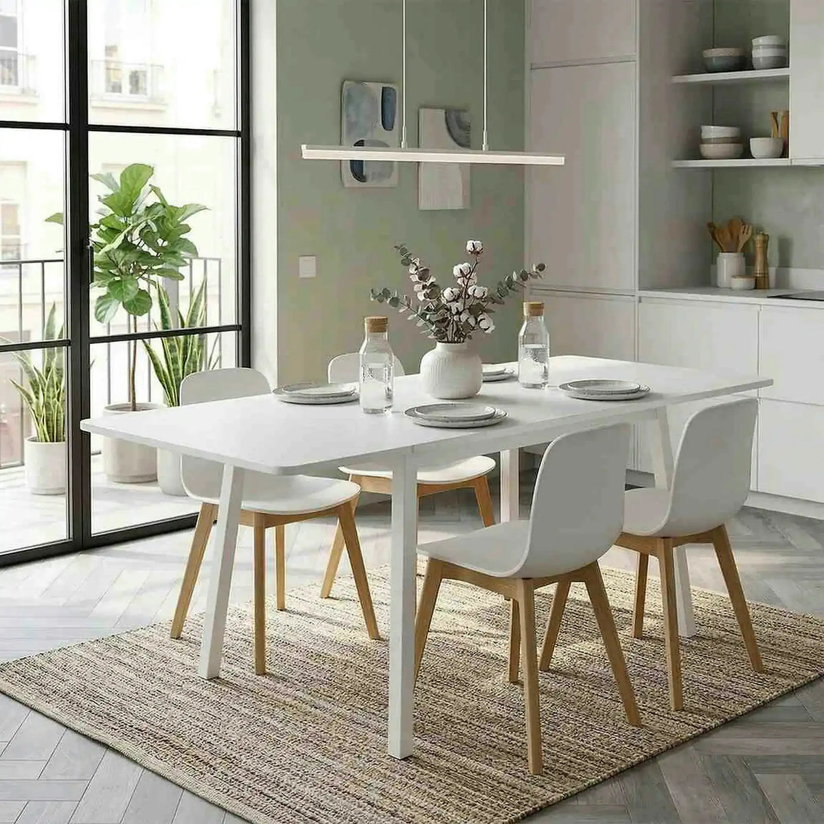 Masa extensibila MAURO, alb, 60/120x60x75 cm