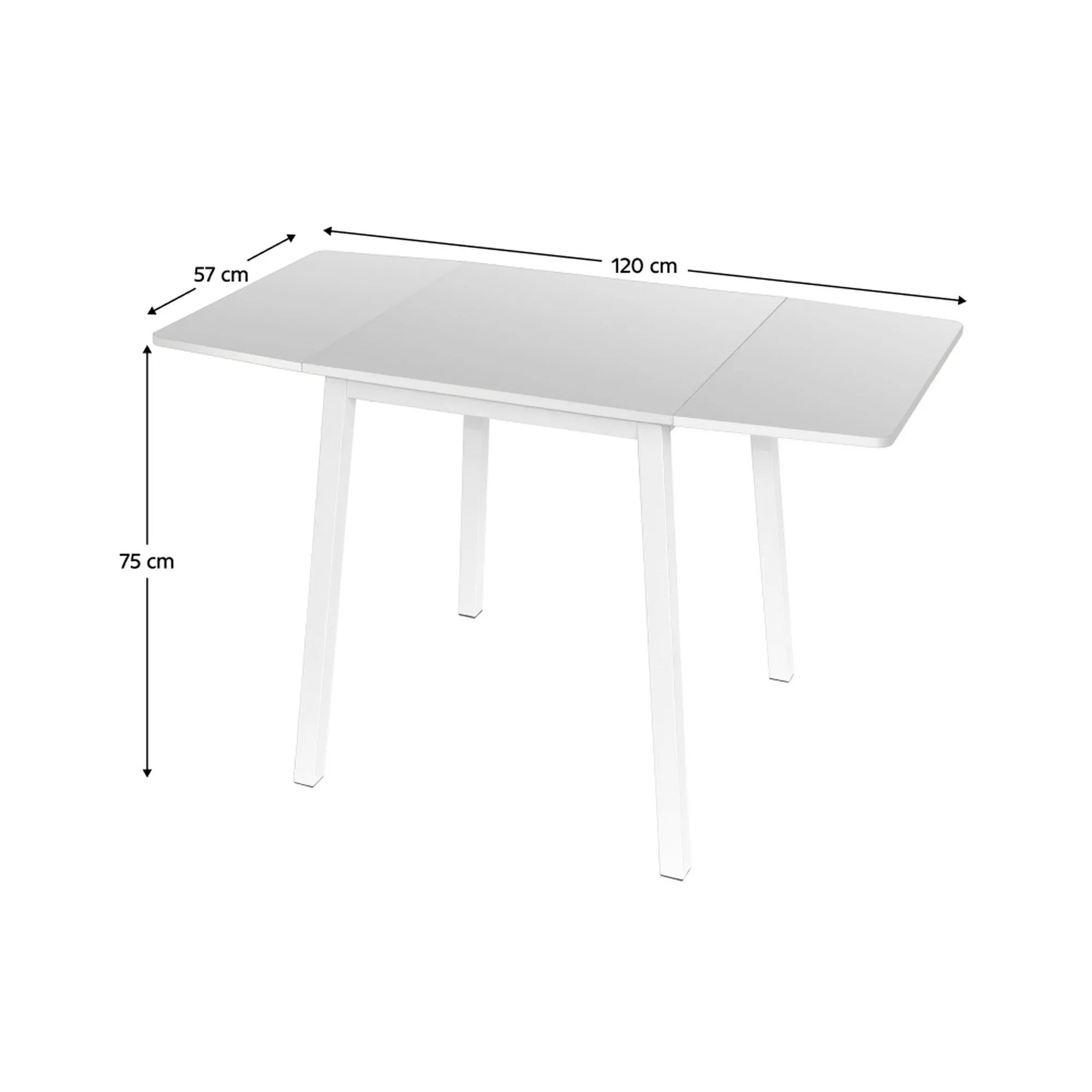 Masa extensibila MAURO, alb, 60/120x60x75 cm