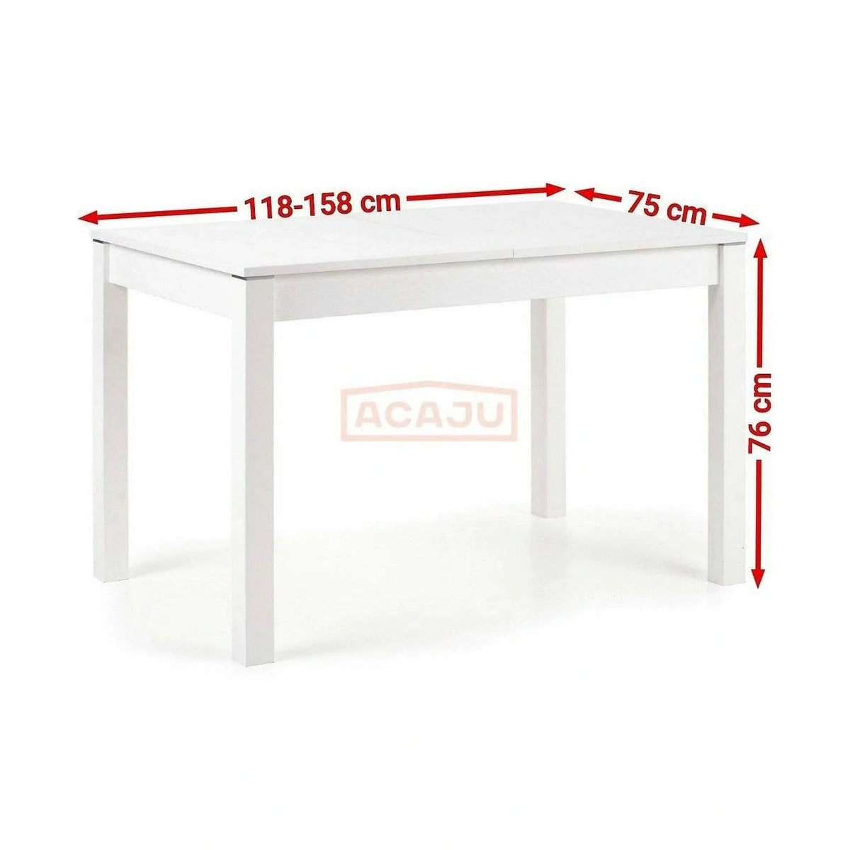Masa extensibila MAURYCY, alb, PAL, 118/158x75x76 cm