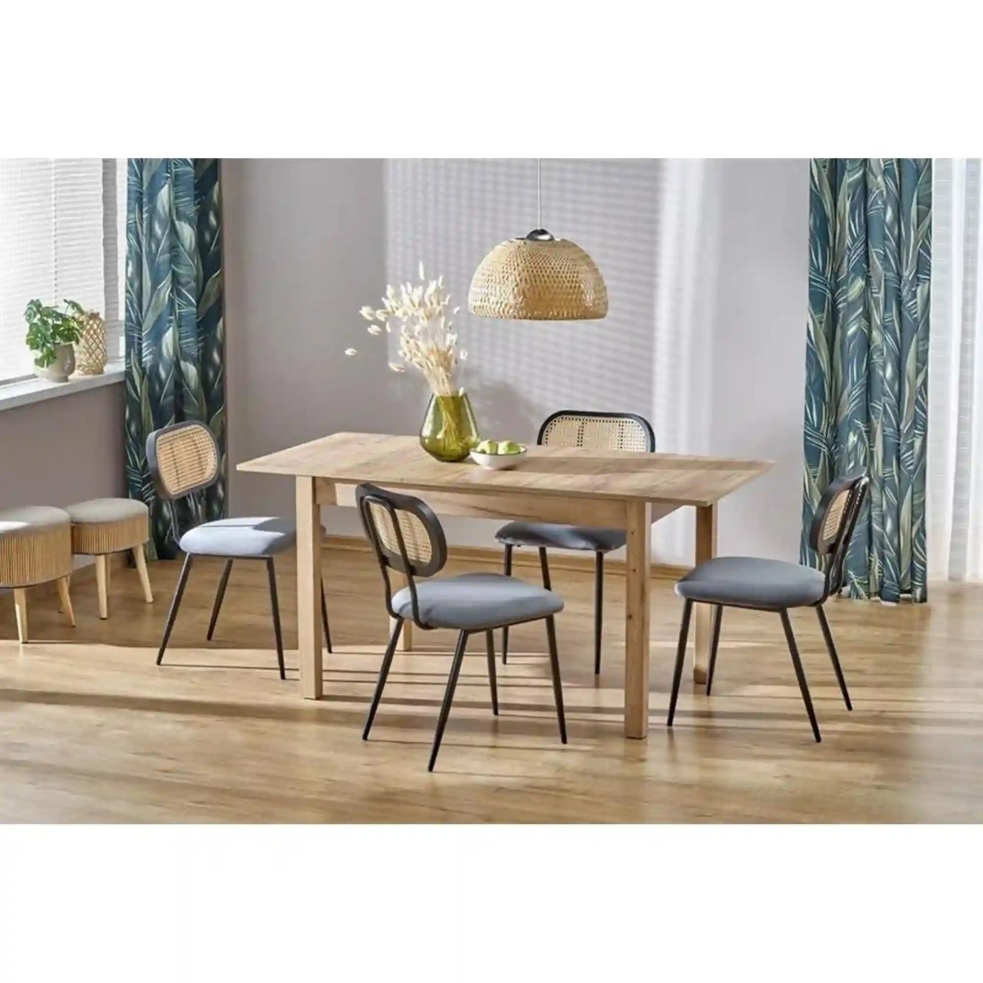 Masa extensibila MAURYCY, stejar, PAL laminat, 118/158x75x75 cm