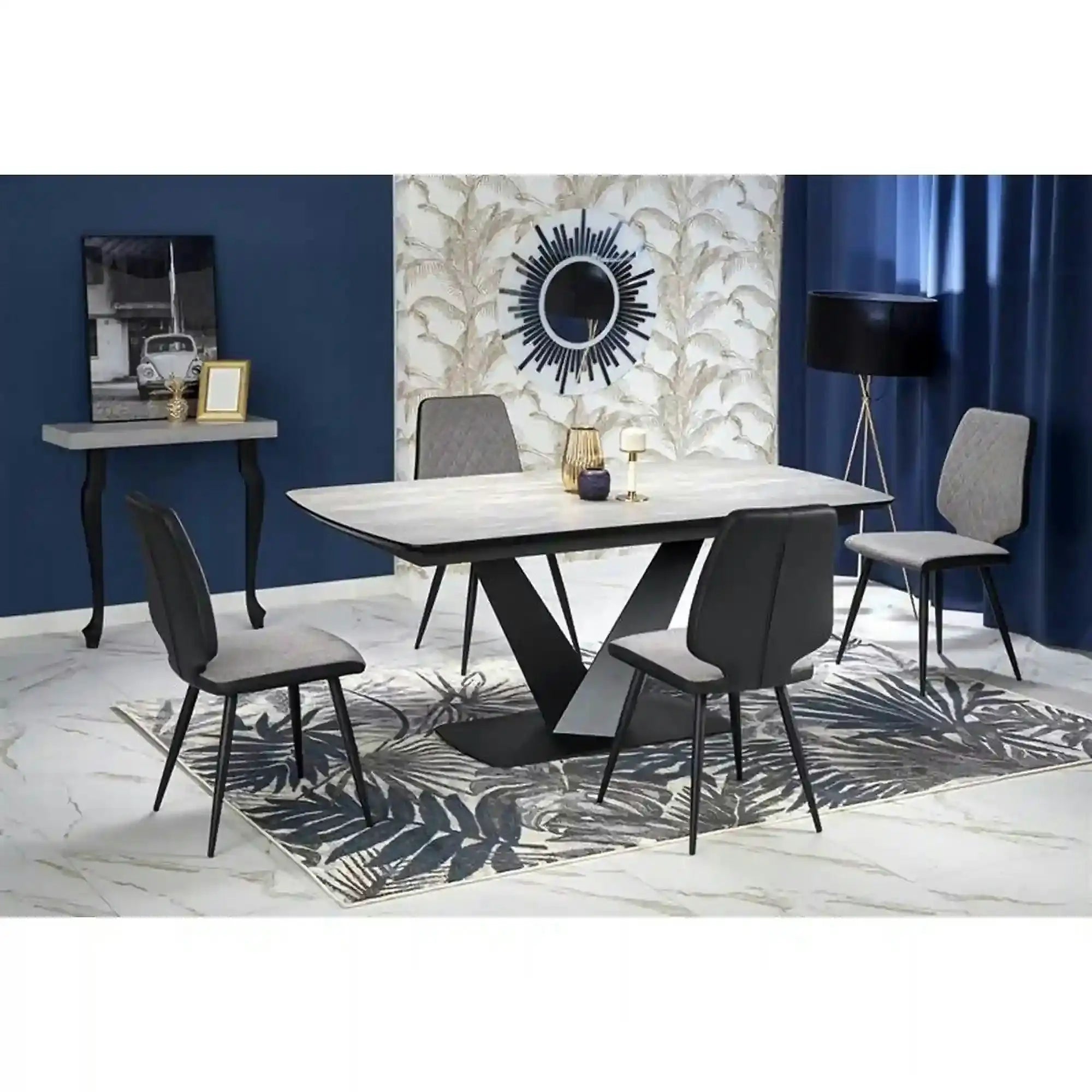 Masa extensibila MDF VINSTON, gri inchis/negru, 180/230x95x76 cm