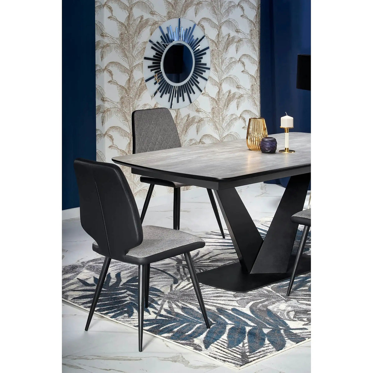 Masa extensibila MDF VINSTON, gri inchis/negru, 180/230x95x76 cm
