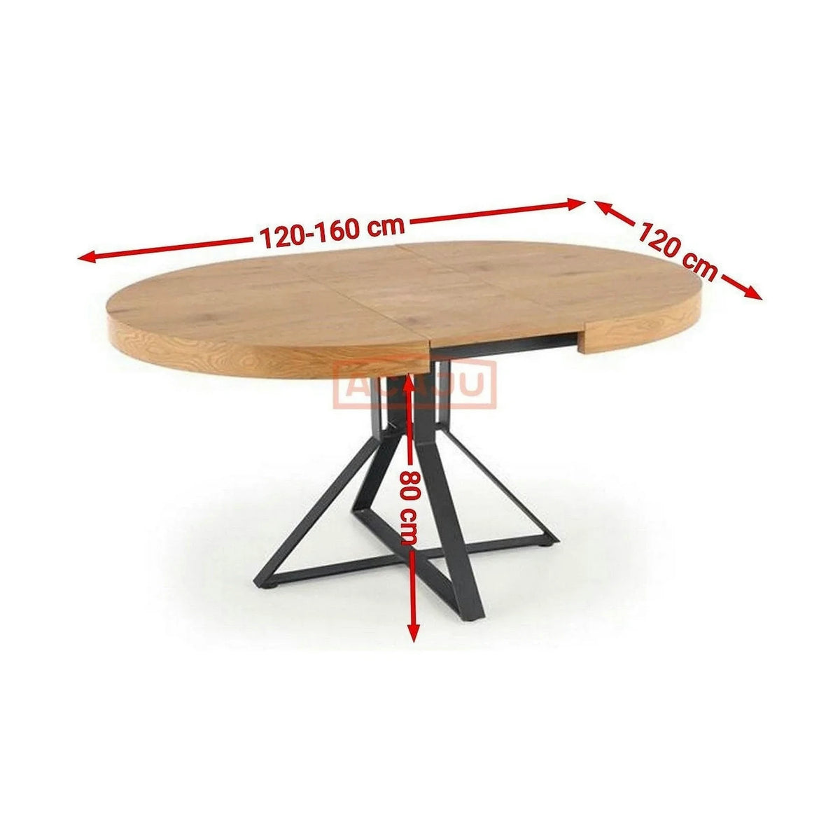 Masa extensibila MERCY, stejar/negru, 120/160x120x80 cm