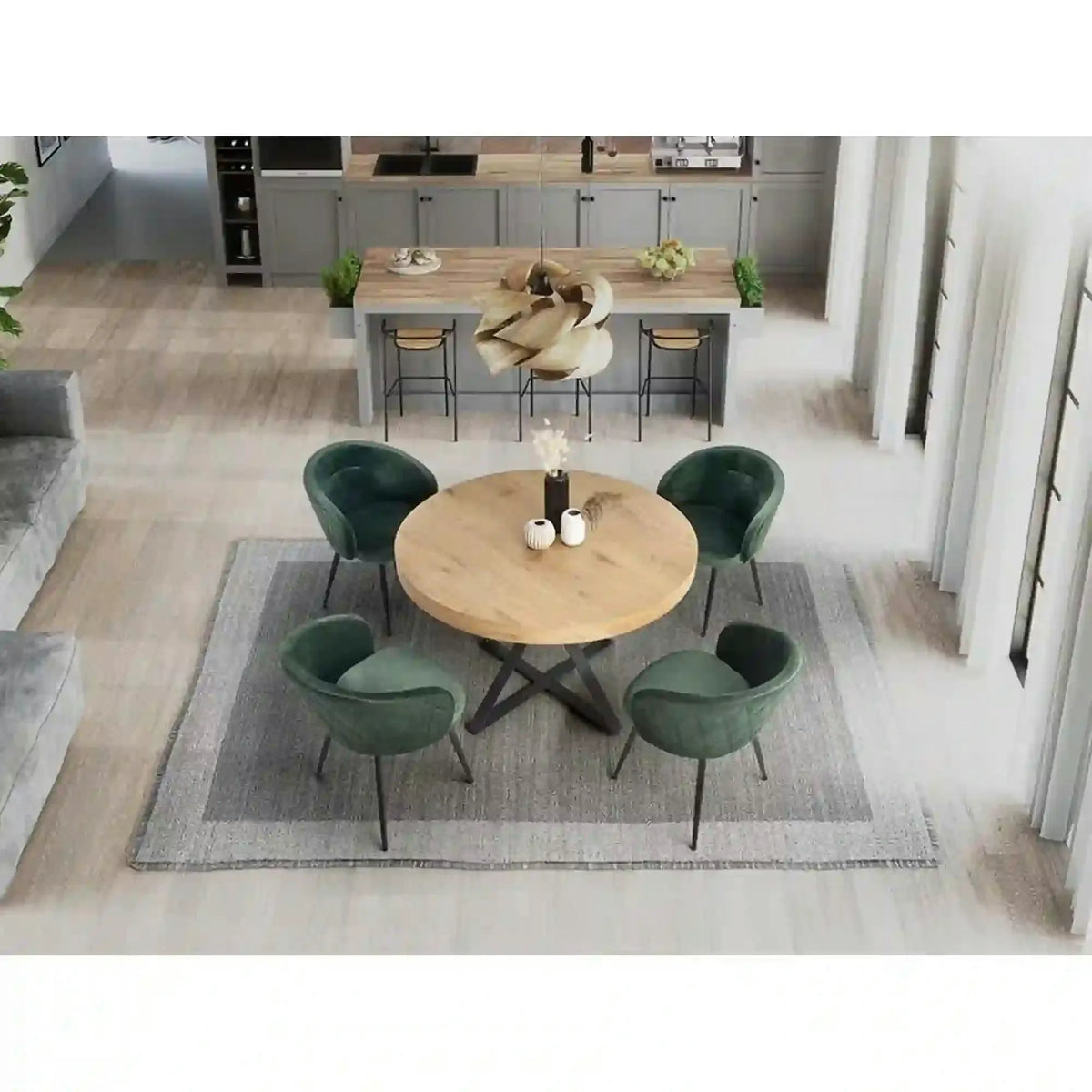 Masa extensibila MERCY, stejar/negru, 120/160x120x80 cm