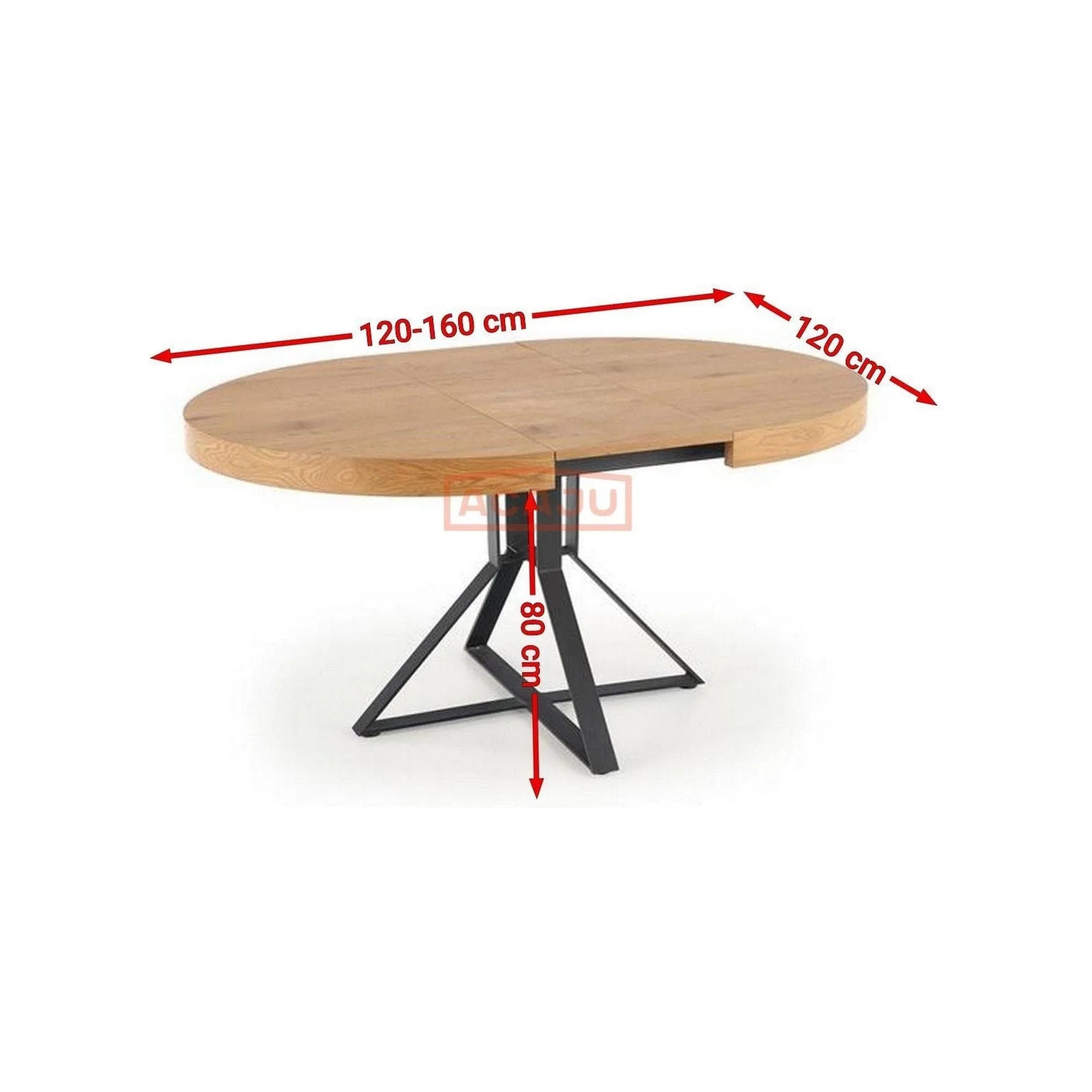 Masa extensibila MERCY, stejar/negru, 120/160x120x80 cm