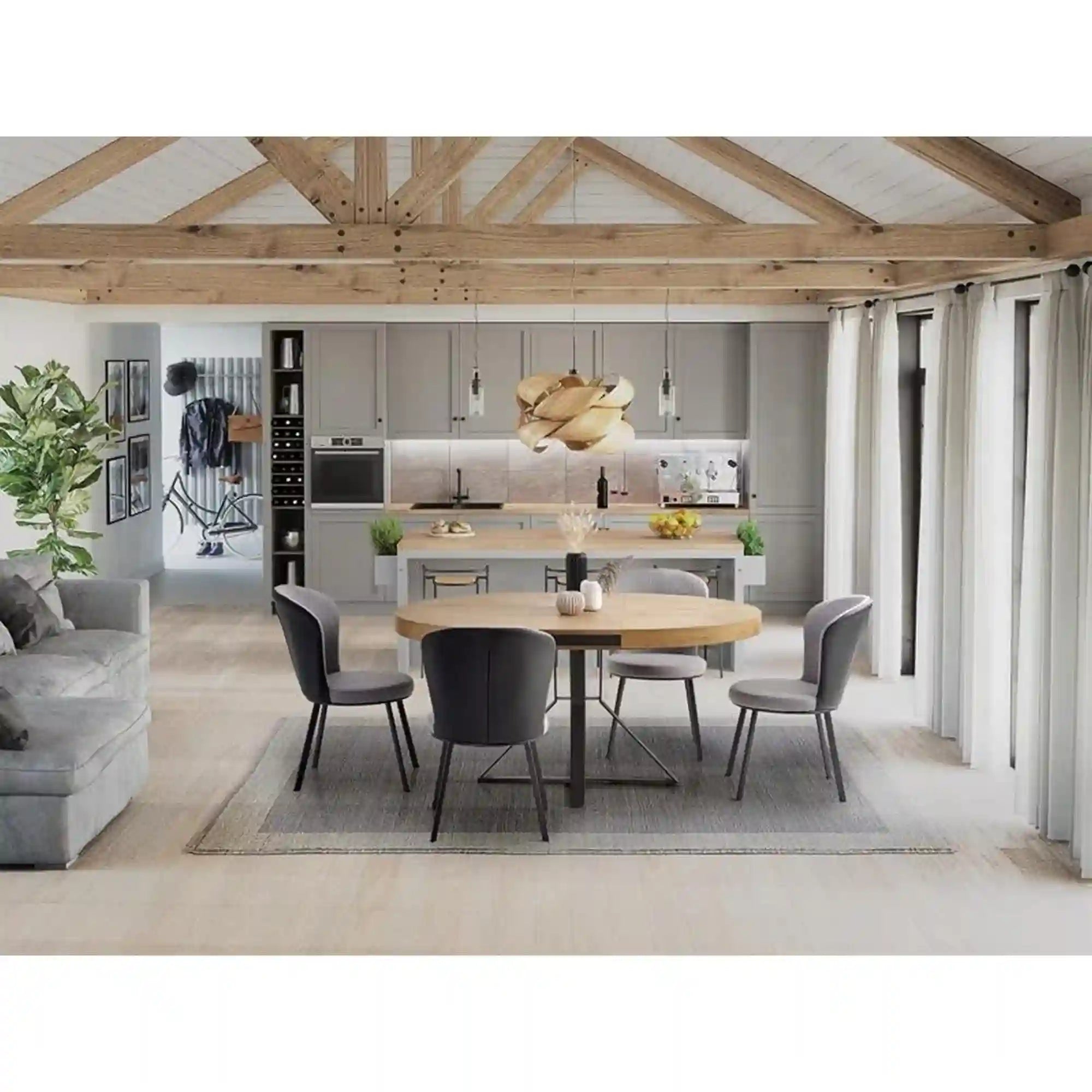 Masa extensibila MERCY, stejar/negru, 120/160x120x80 cm