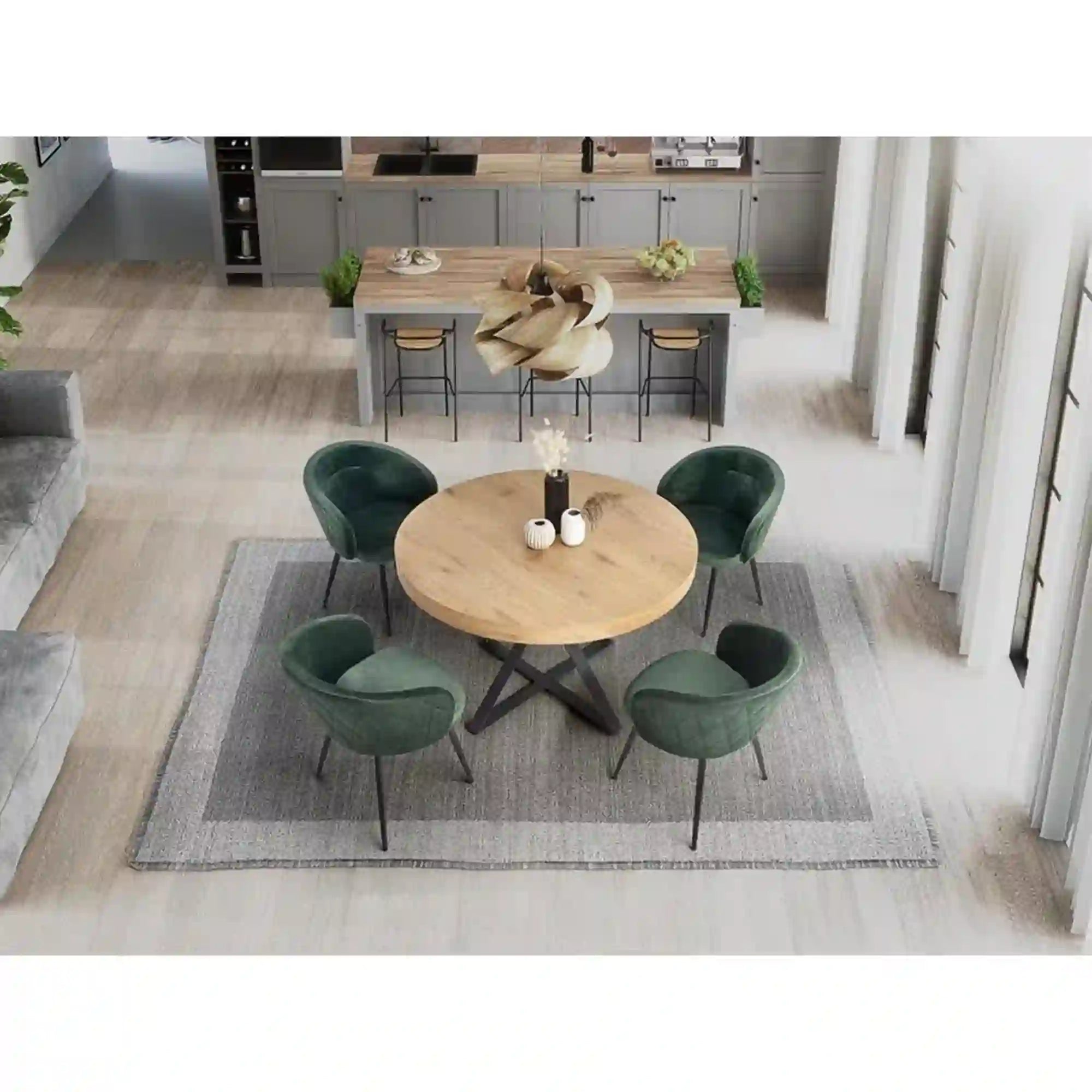 Masa extensibila MERCY, stejar/negru, 120/160x120x80 cm