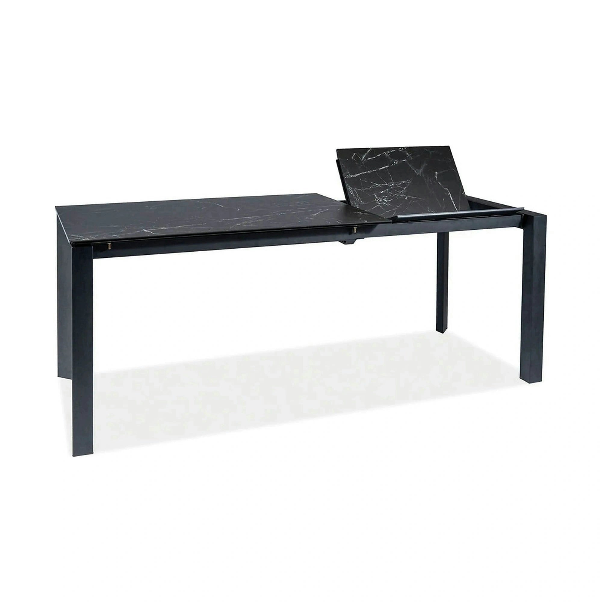 Masa extensibila METROPOL CERAMIC, negru, sticla securizata/ceramica, 120/180x80x76 cm