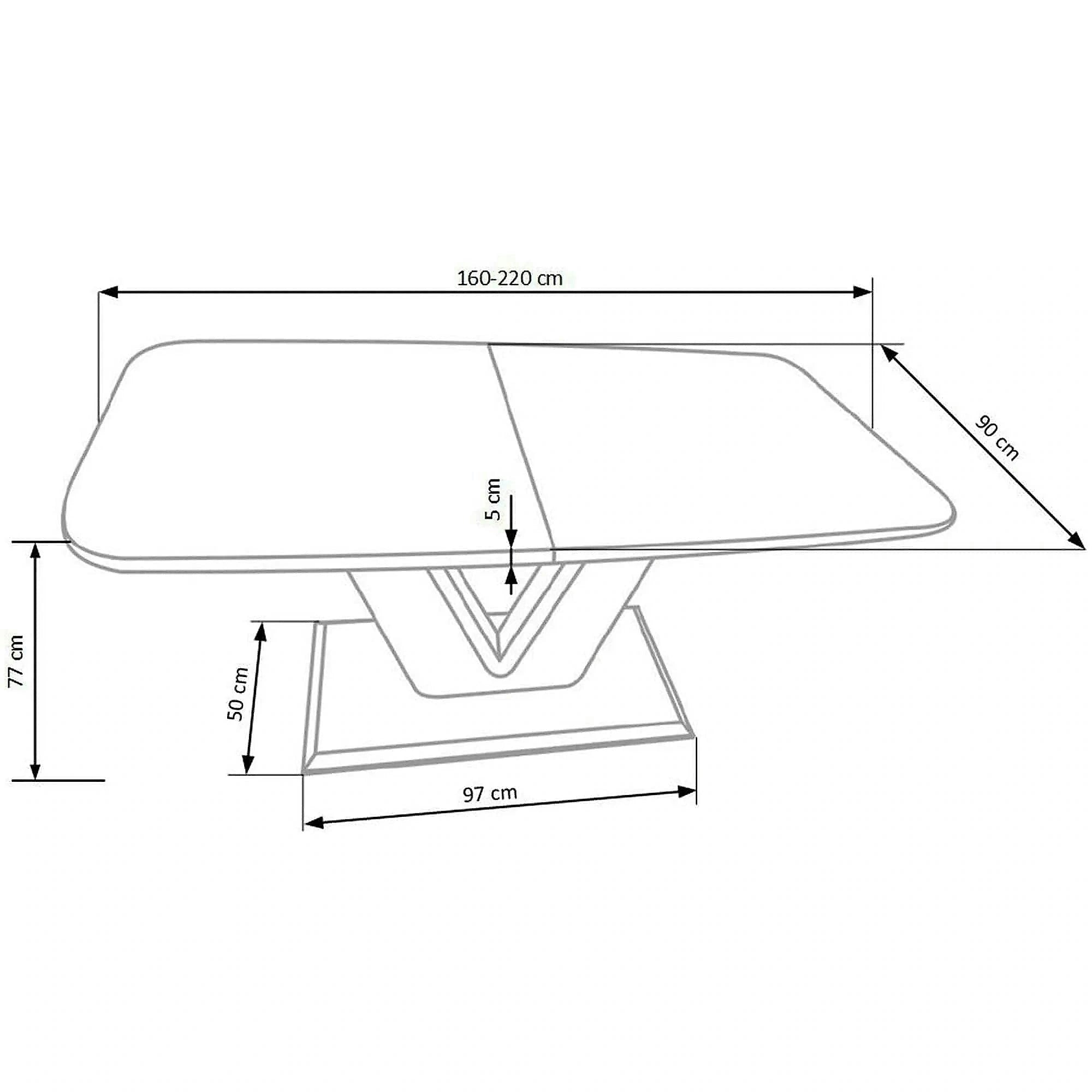 Masa extensibila MISTRAL, alb, 160/220x90x77 cm