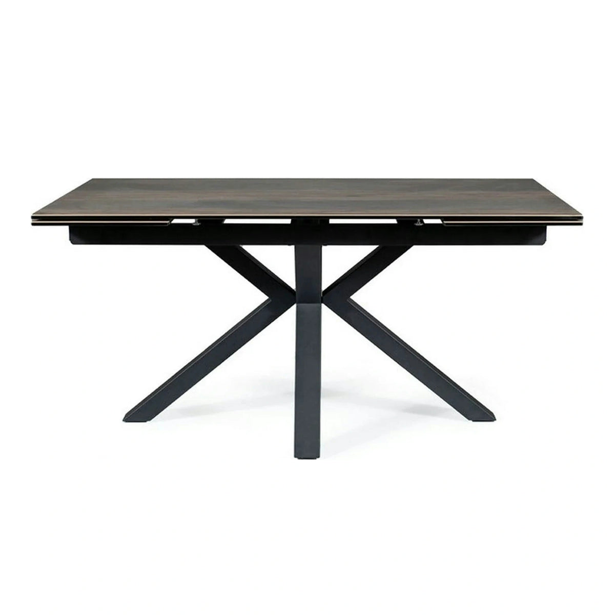 Masa extensibila moderna COLUMBUS CERAMIC, maro/negru mat, sticla securizata/ceramica, 160/240x90x76 cm
