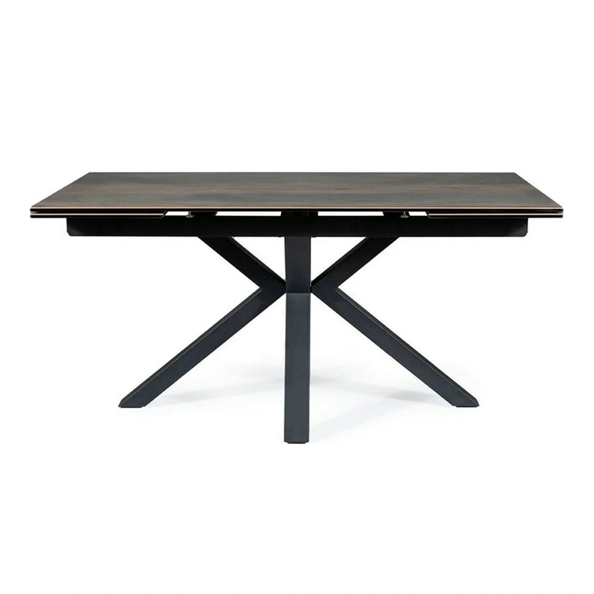 Masa extensibila moderna COLUMBUS CERAMIC, maro/negru mat, sticla securizata/ceramica, 160/240x90x76 cm