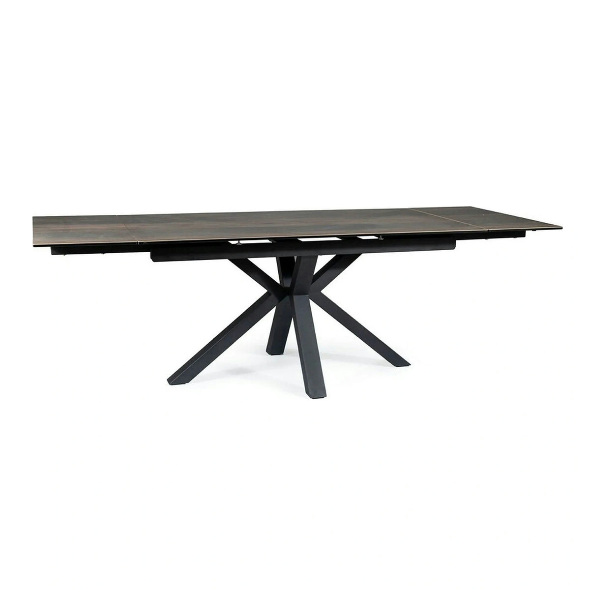 Masa extensibila moderna COLUMBUS CERAMIC, maro/negru mat, sticla securizata/ceramica, 160/240x90x76 cm
