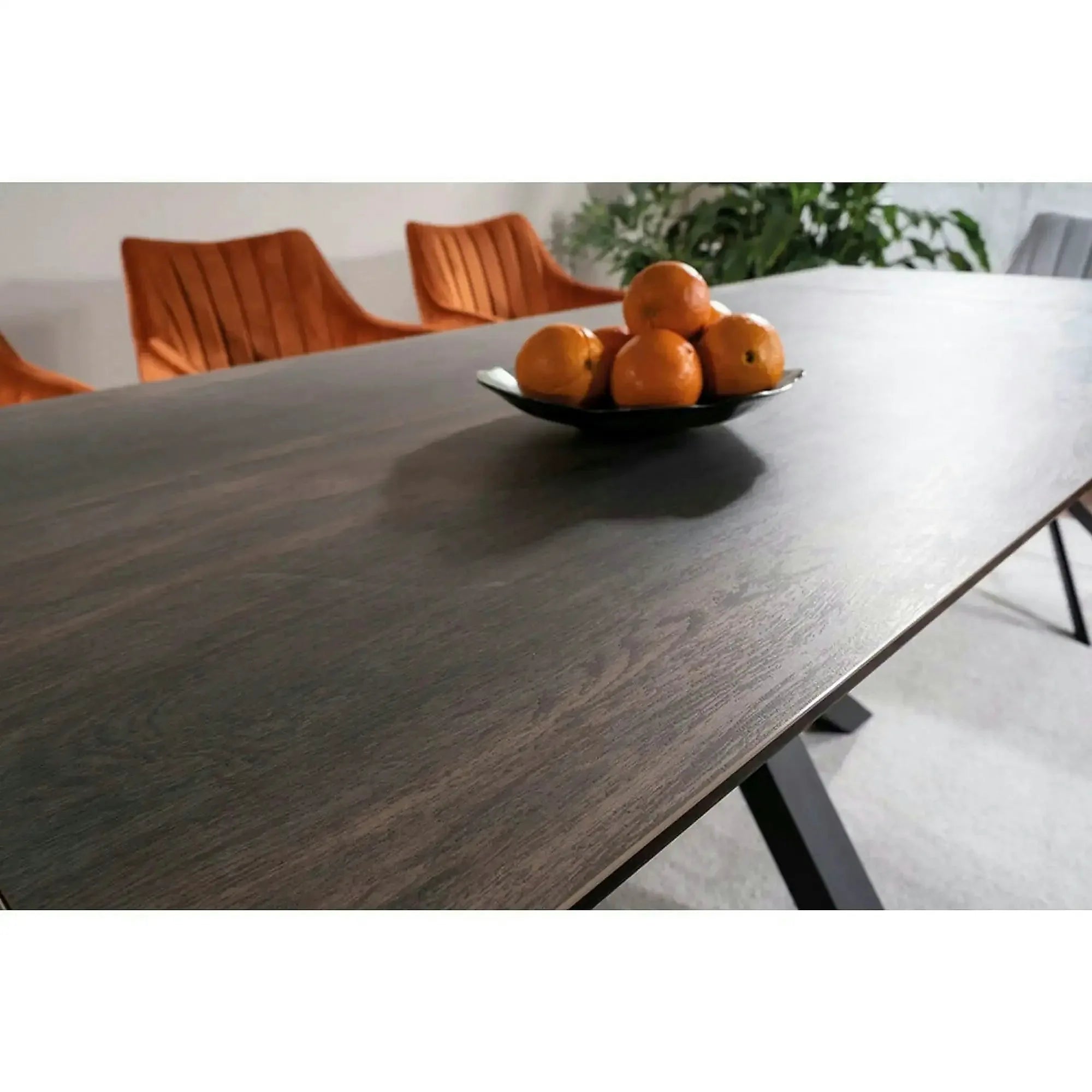 Masa extensibila moderna COLUMBUS CERAMIC, maro/negru mat, sticla securizata/ceramica, 160/240x90x76 cm