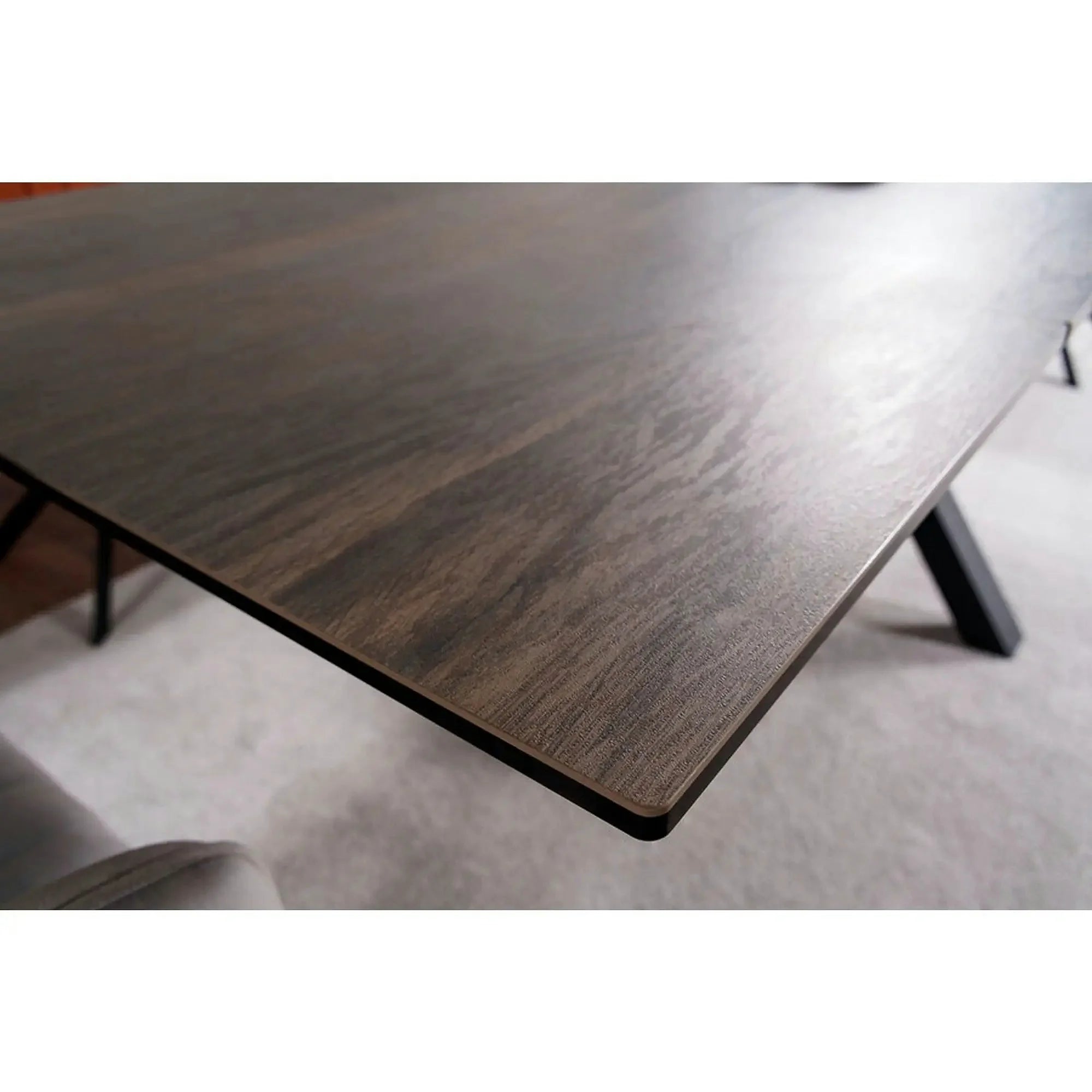 Masa extensibila moderna COLUMBUS CERAMIC, maro/negru mat, sticla securizata/ceramica, 160/240x90x76 cm