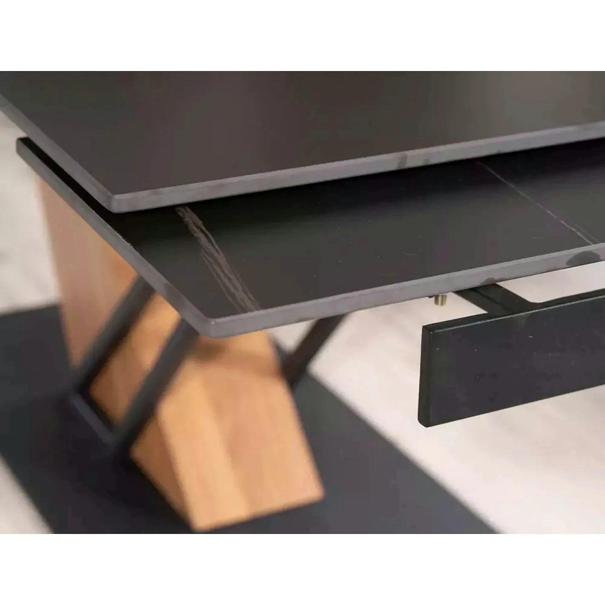 Masa extensibila moderna GENESIS, negru/stejar, 180/240x90x76 cm