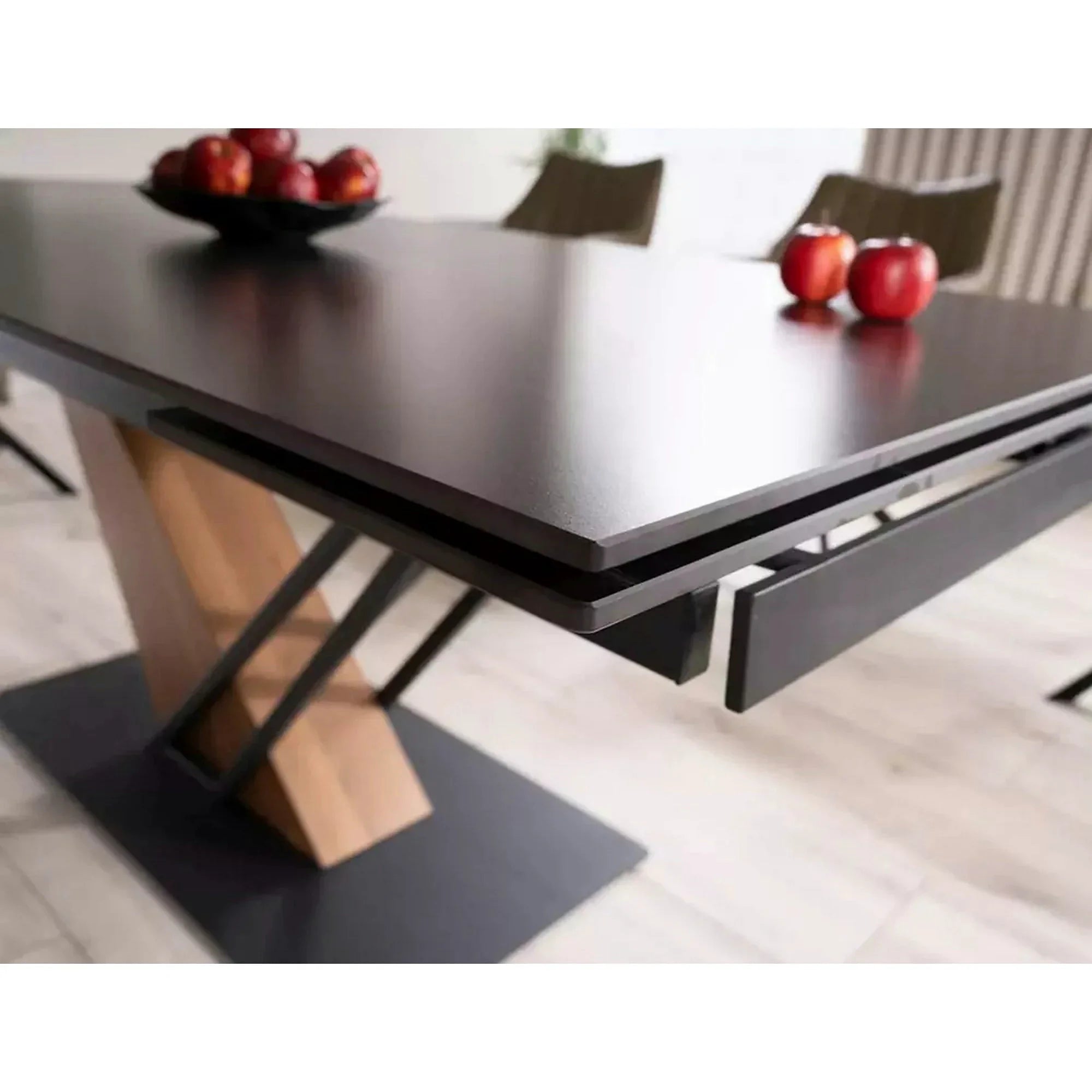 Masa extensibila moderna GENESIS, negru/stejar, 180/240x90x76 cm