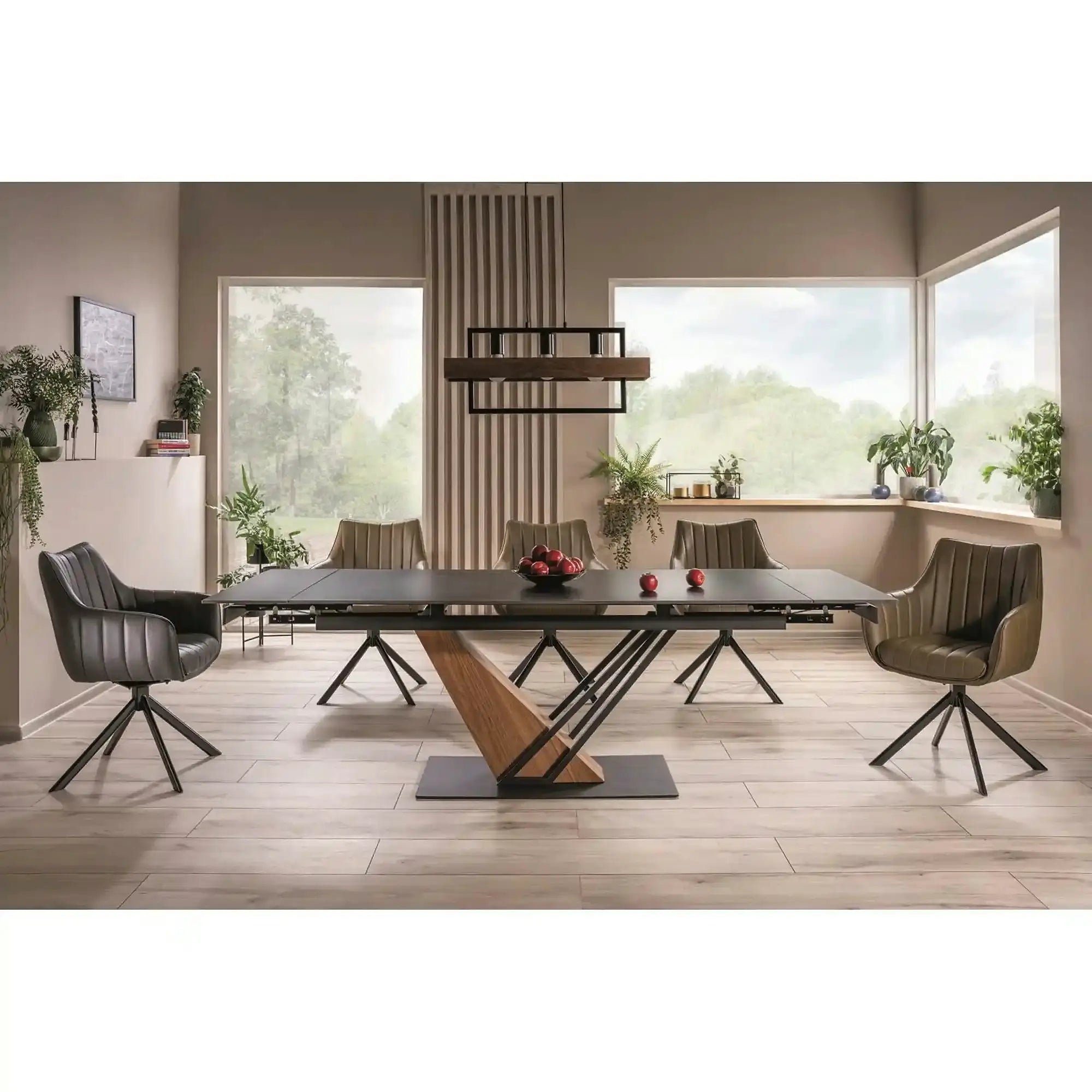 Masa extensibila moderna GENESIS, negru/stejar, 180/240x90x76 cm