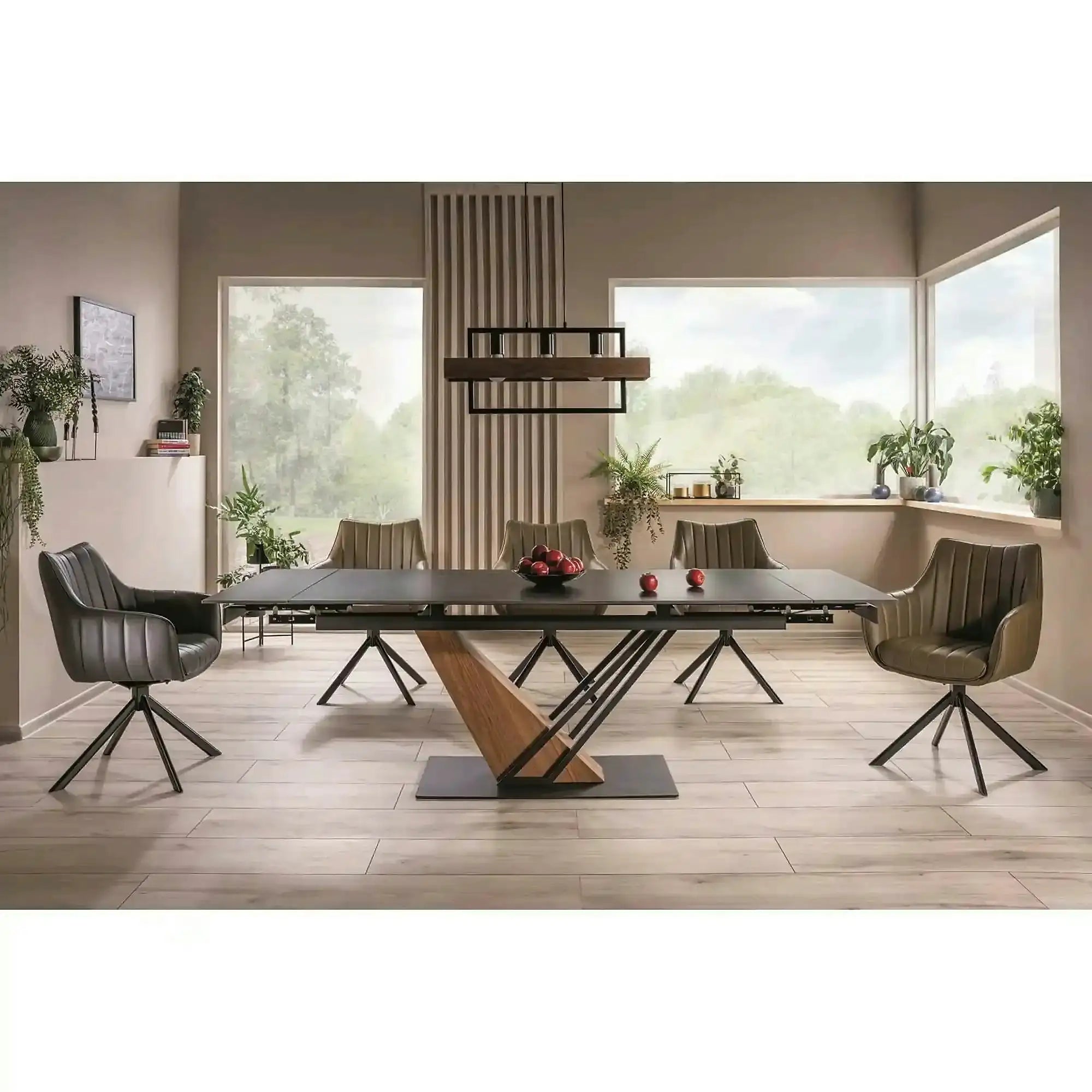 Masa extensibila moderna GENESIS, negru/stejar, 180/240x90x76 cm