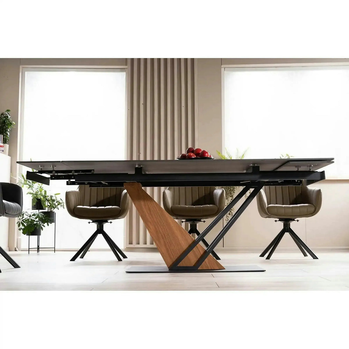 Masa extensibila moderna GENESIS, negru/stejar, 180/240x90x76 cm