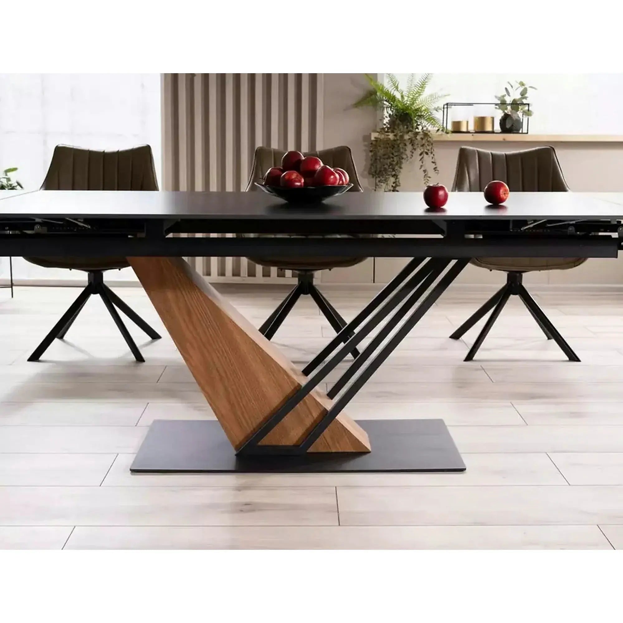 Masa extensibila moderna GENESIS, negru/stejar, 180/240x90x76 cm