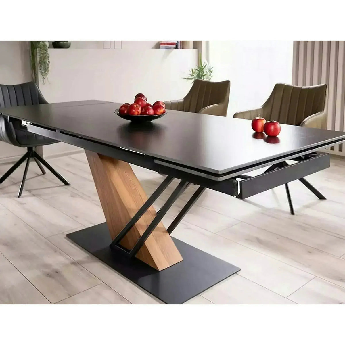 Masa extensibila moderna GENESIS, negru/stejar, 180/240x90x76 cm