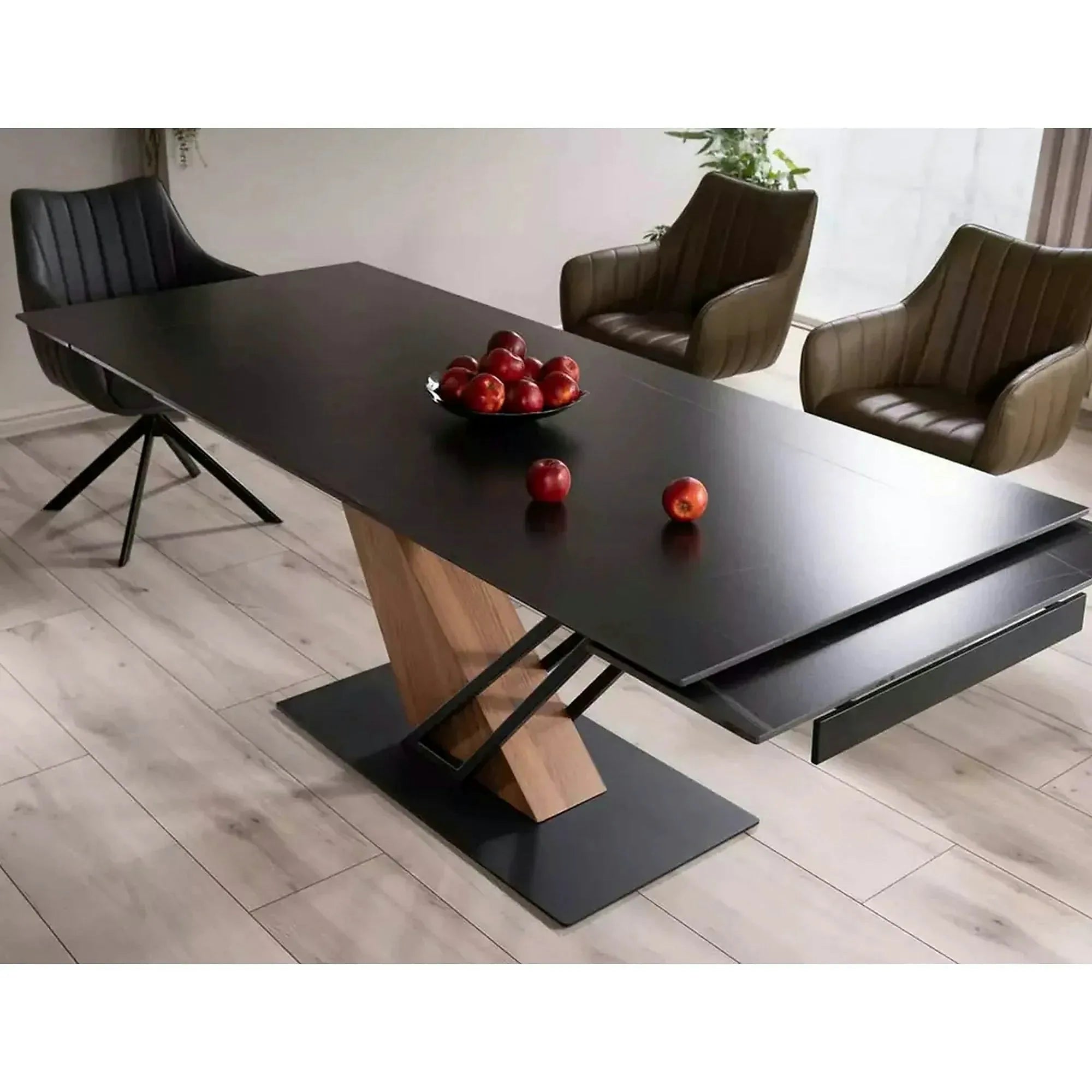 Masa extensibila moderna GENESIS, negru/stejar, 180/240x90x76 cm