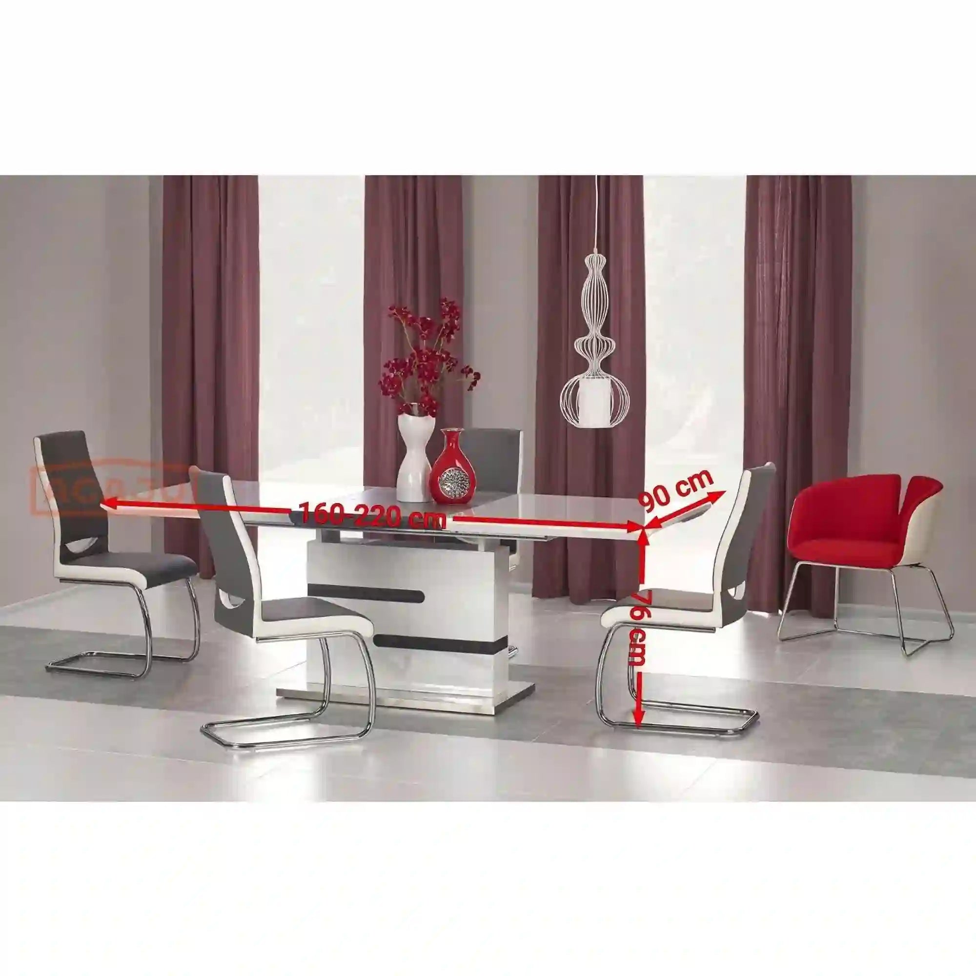 Masa extensibila MONACO, alb, 160/220x90x76 cm