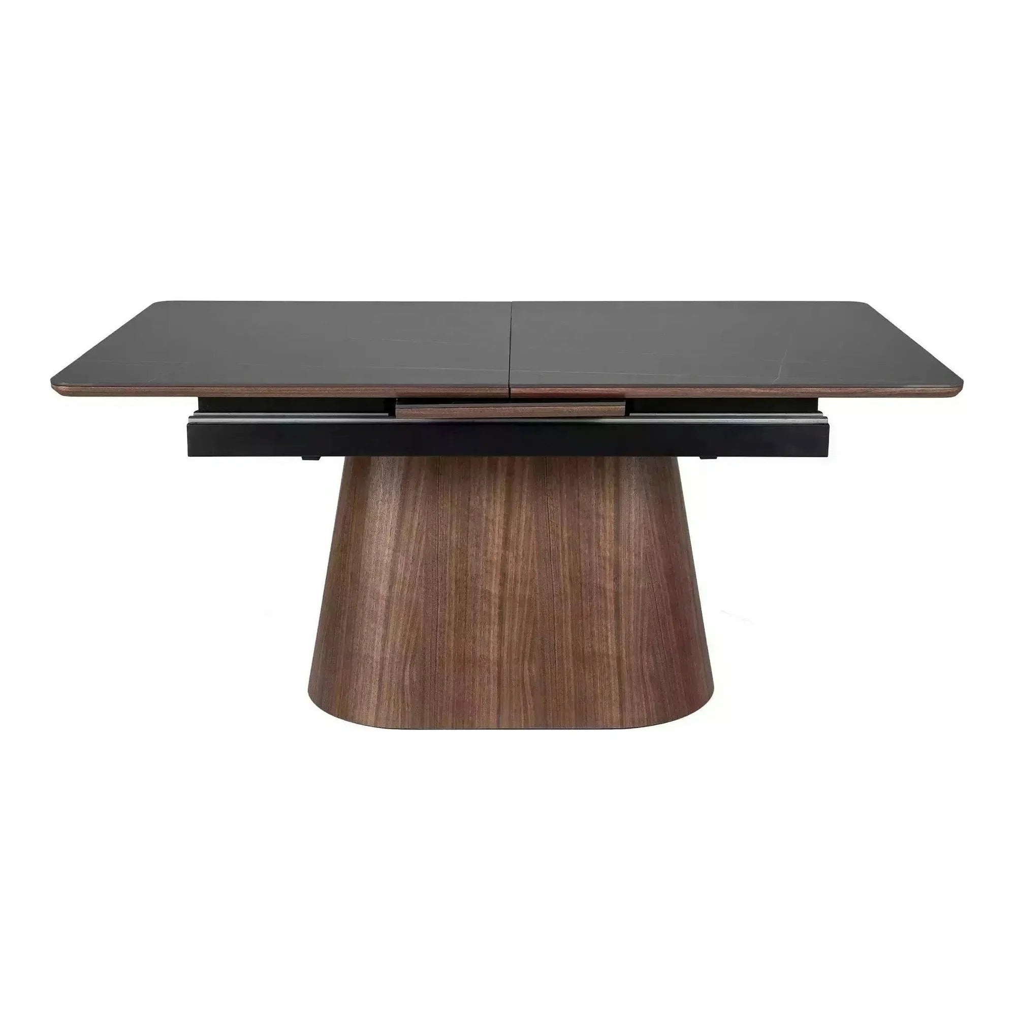 Masa extensibila MONACO, negru cu efect de marmura/nuc, 160/200x90x75 cm