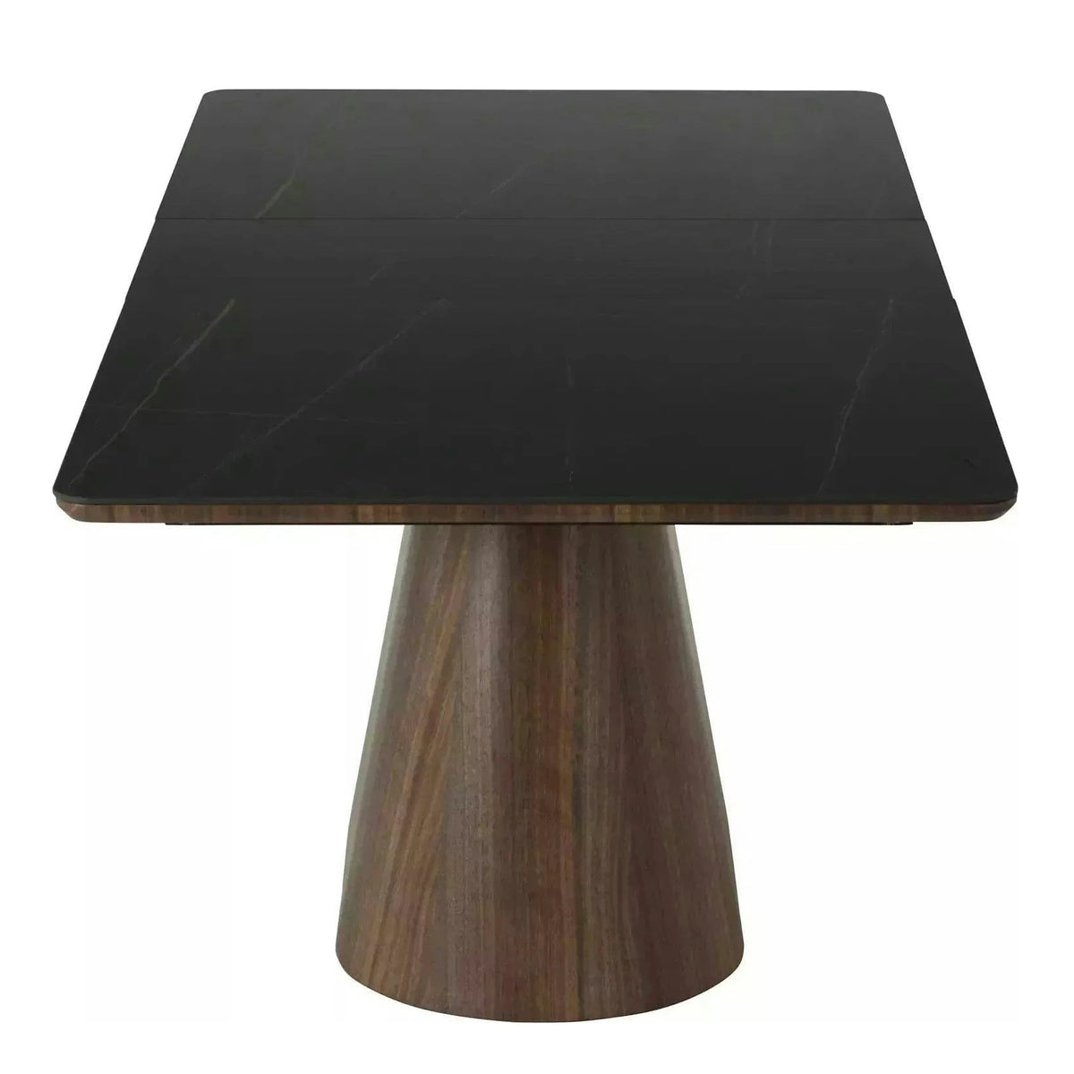 Masa extensibila MONACO, negru cu efect de marmura/nuc, 160/200x90x75 cm