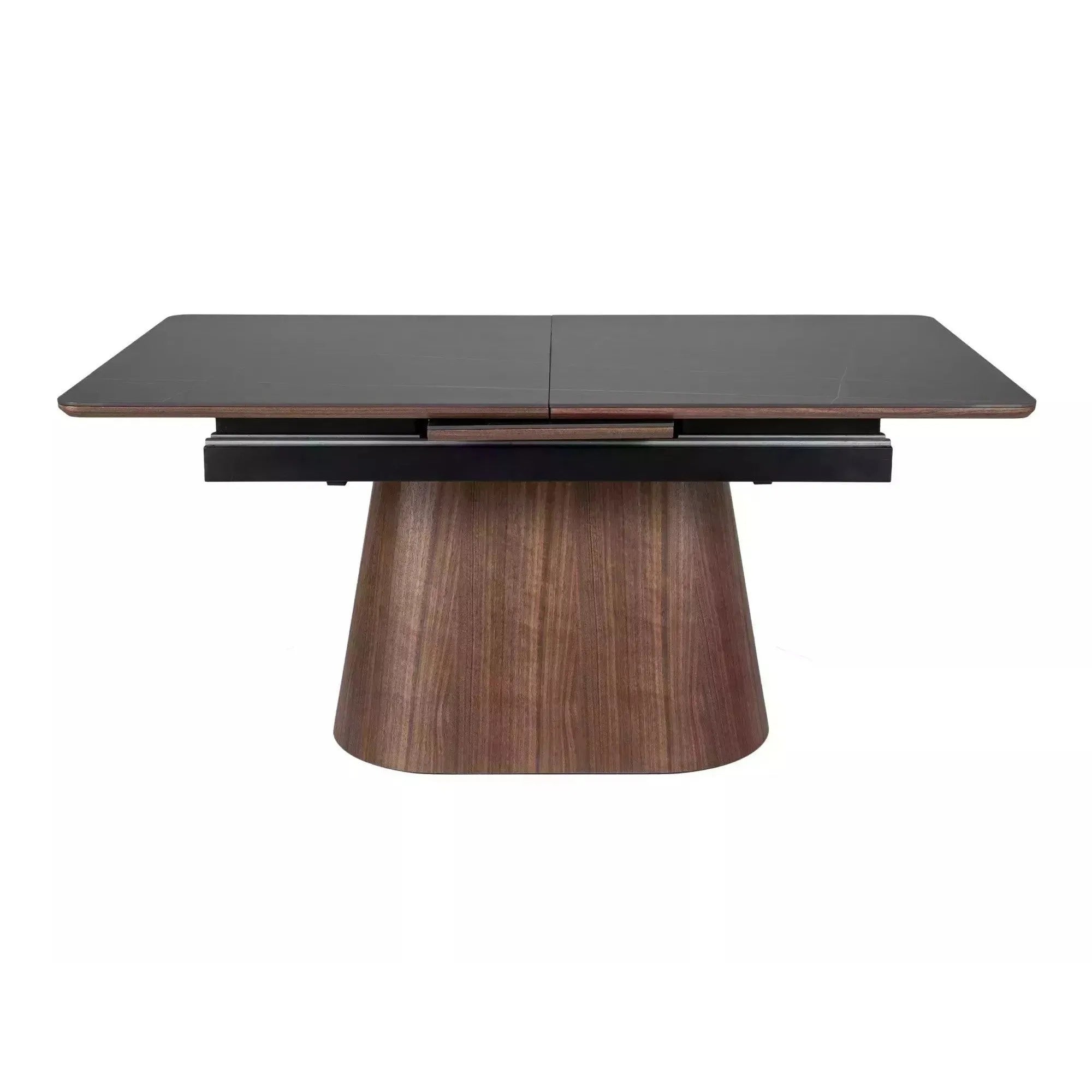 Masa extensibila MONACO, negru cu efect de marmura/nuc, 160/200x90x75 cm